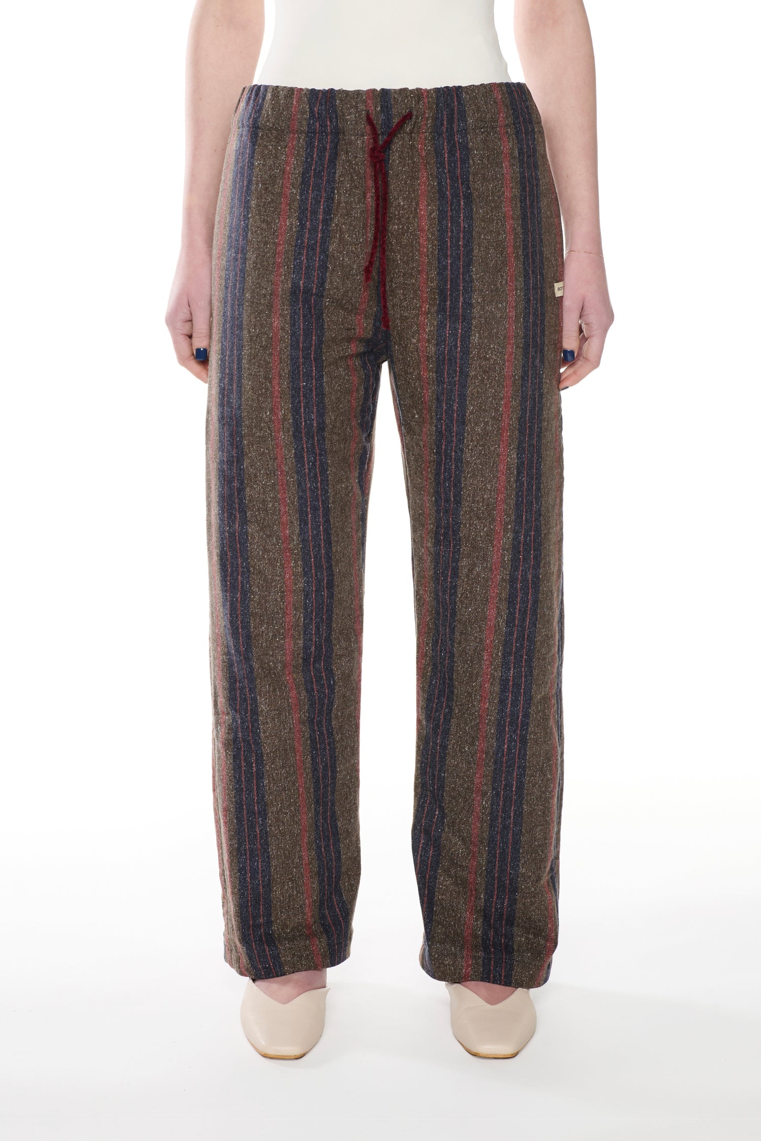 PANTALONE IN DENIM MISTO COTONE LANA RIGATO