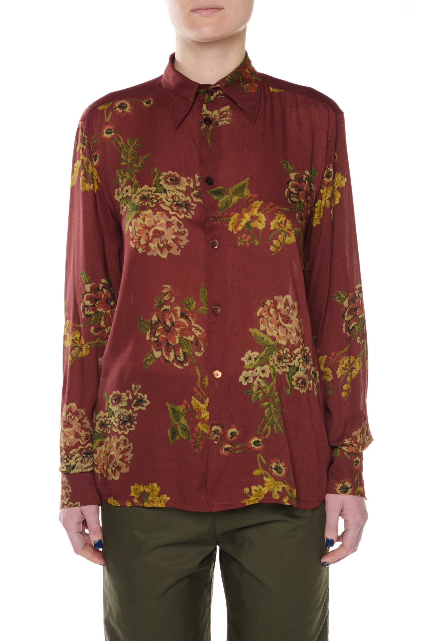 CAMICIA BORDEAUX CON STAMPA FLOREALE