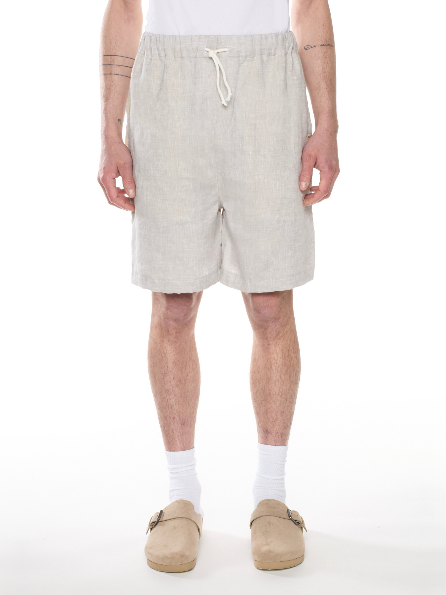 Light Grey Linen Bermuda Shorts