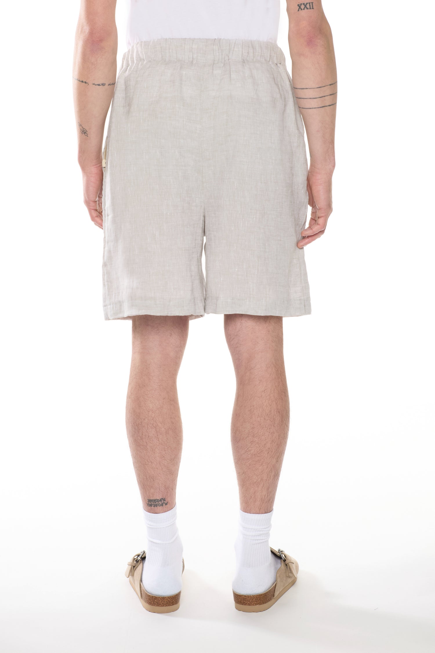 Light Grey Linen Bermuda Shorts