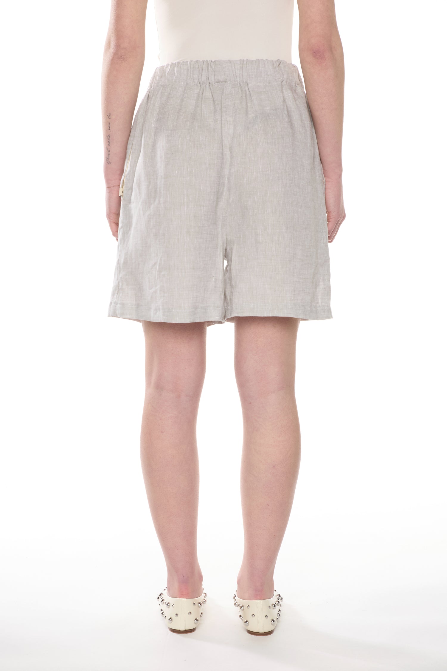 Light Grey Linen Bermuda Shorts