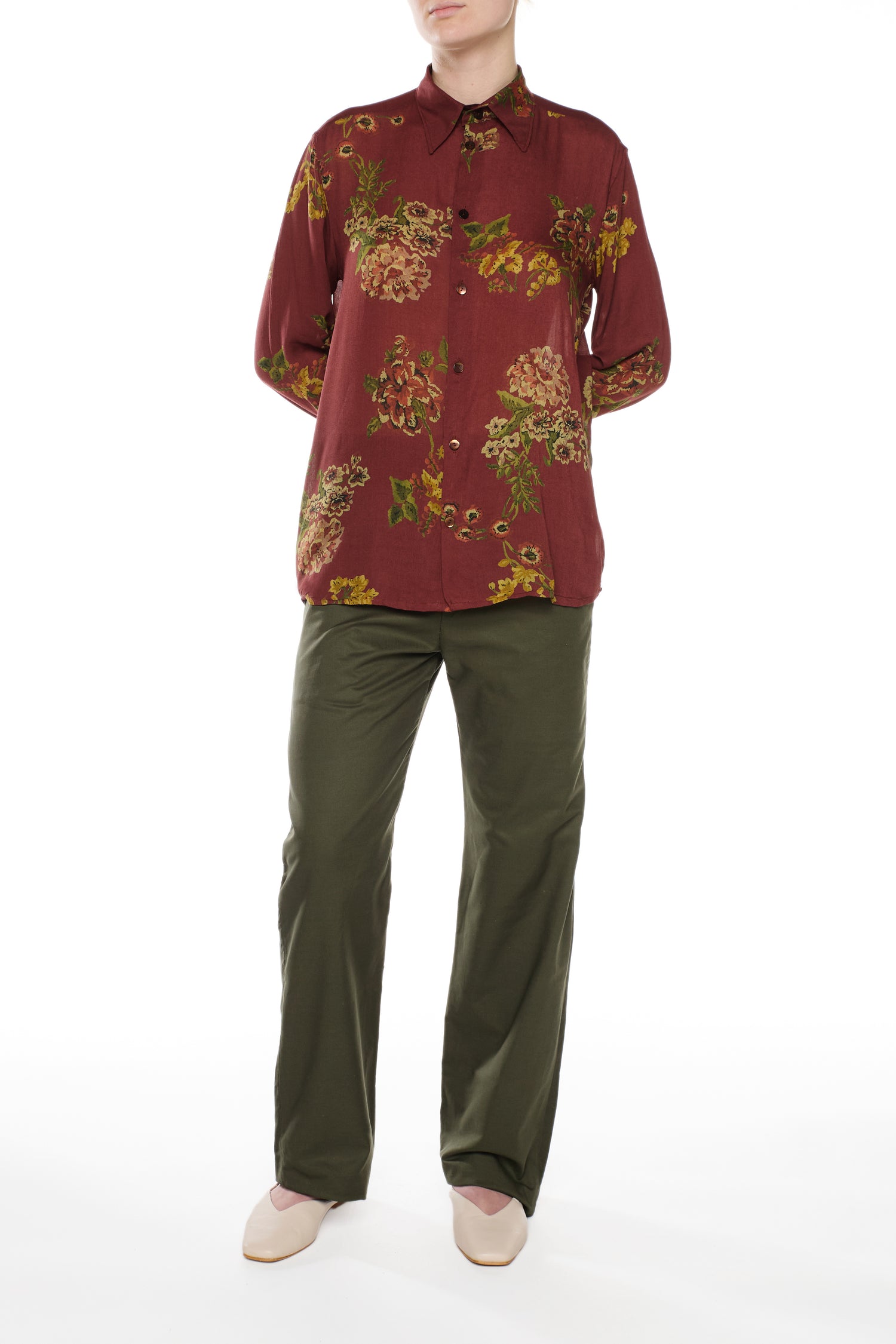 CAMICIA BORDEAUX CON STAMPA FLOREALE