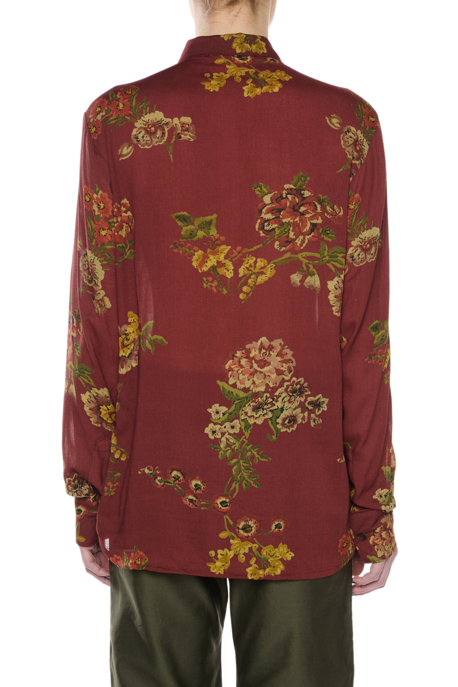 BURGUNDY SHIRT WITH FLORAL PRINT