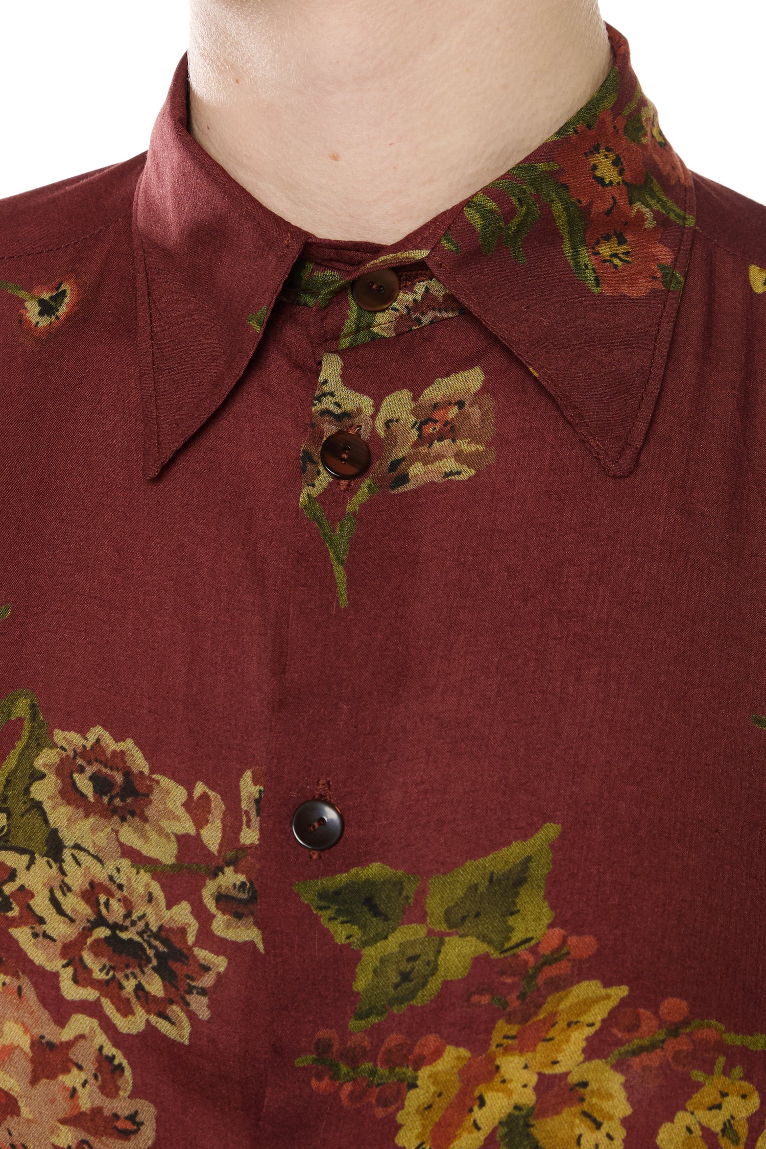 BURGUNDY SHIRT WITH FLORAL PRINT