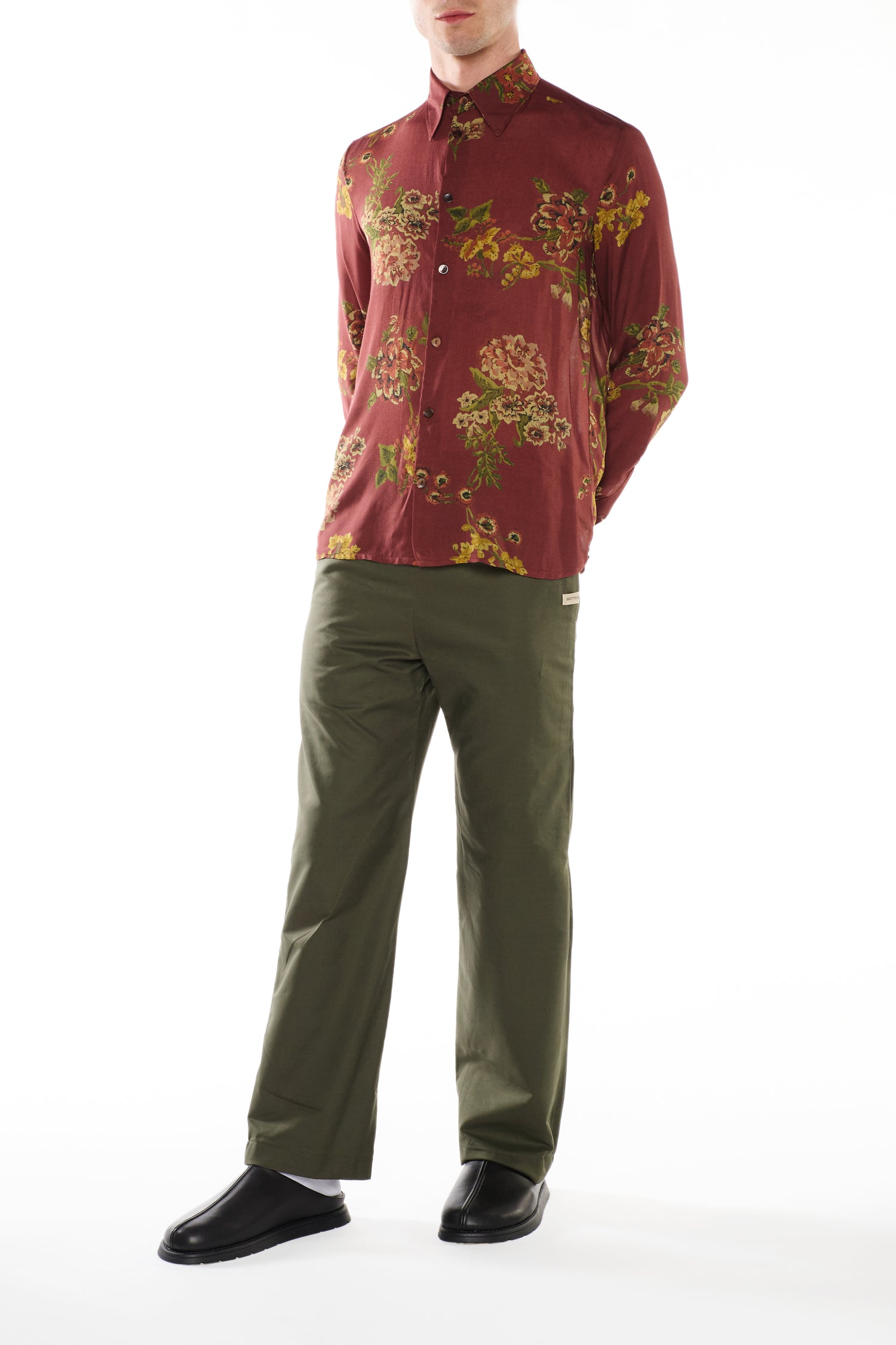 CAMICIA BORDEAUX CON STAMPA FLOREALE