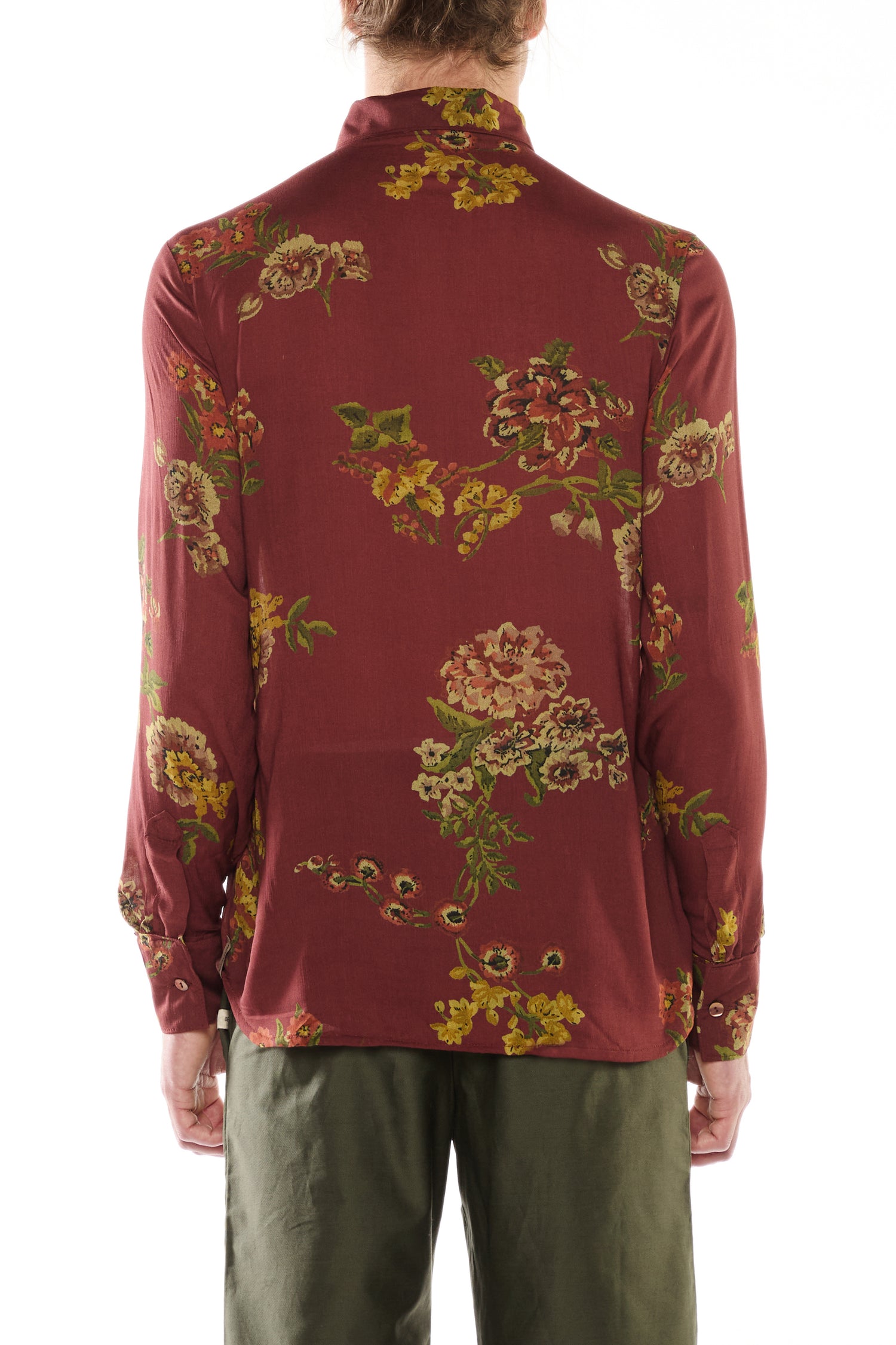 BURGUNDY SHIRT WITH FLORAL PRINT