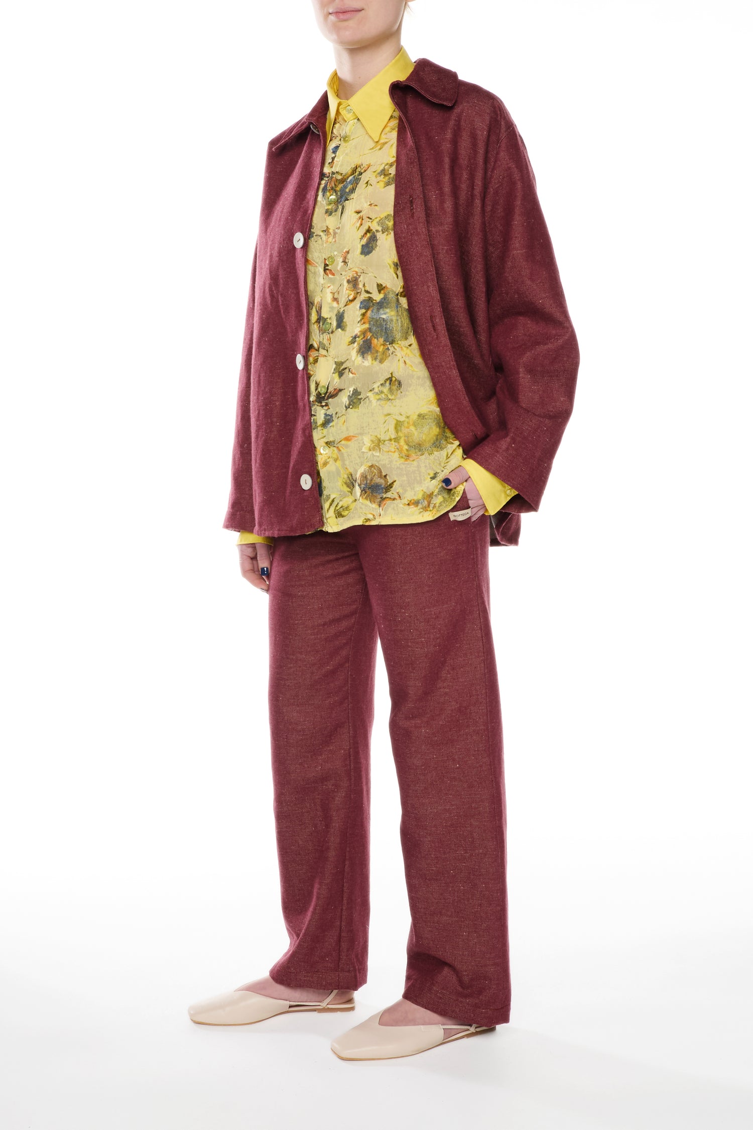 CAMICIA IN VELLUTO DEVORÉ DI SETA GIALLA E COTONE