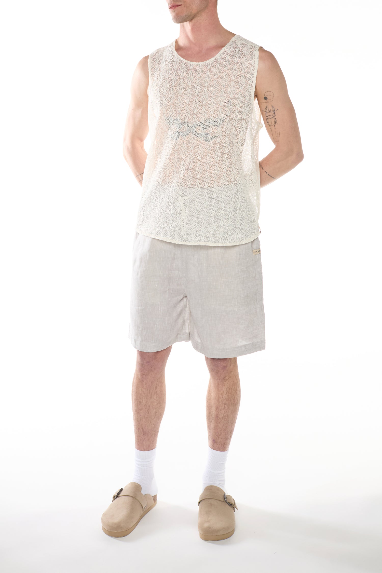 Geometric Mesh Lace Tank Top