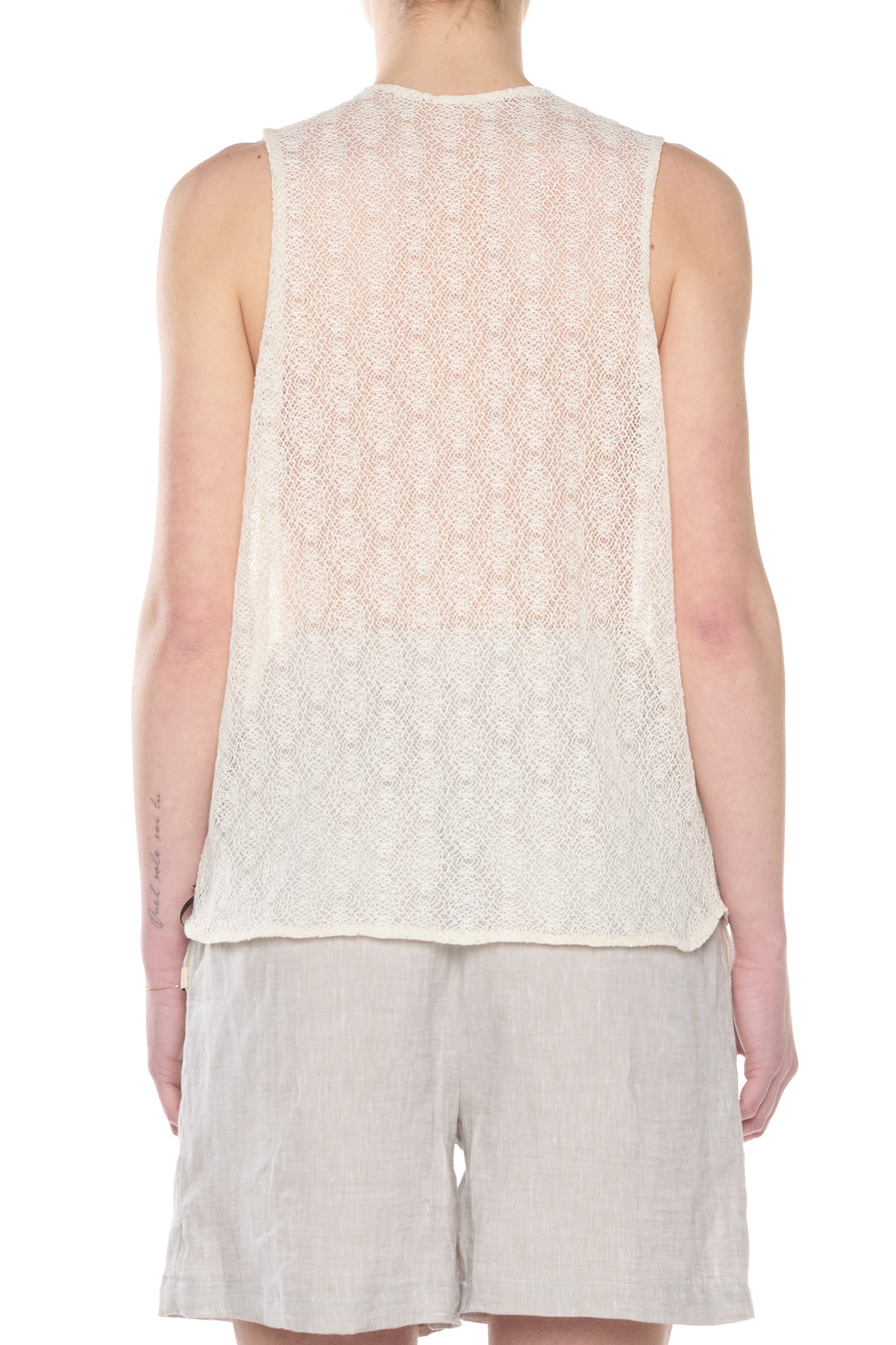 Geometric Mesh Lace Tank Top