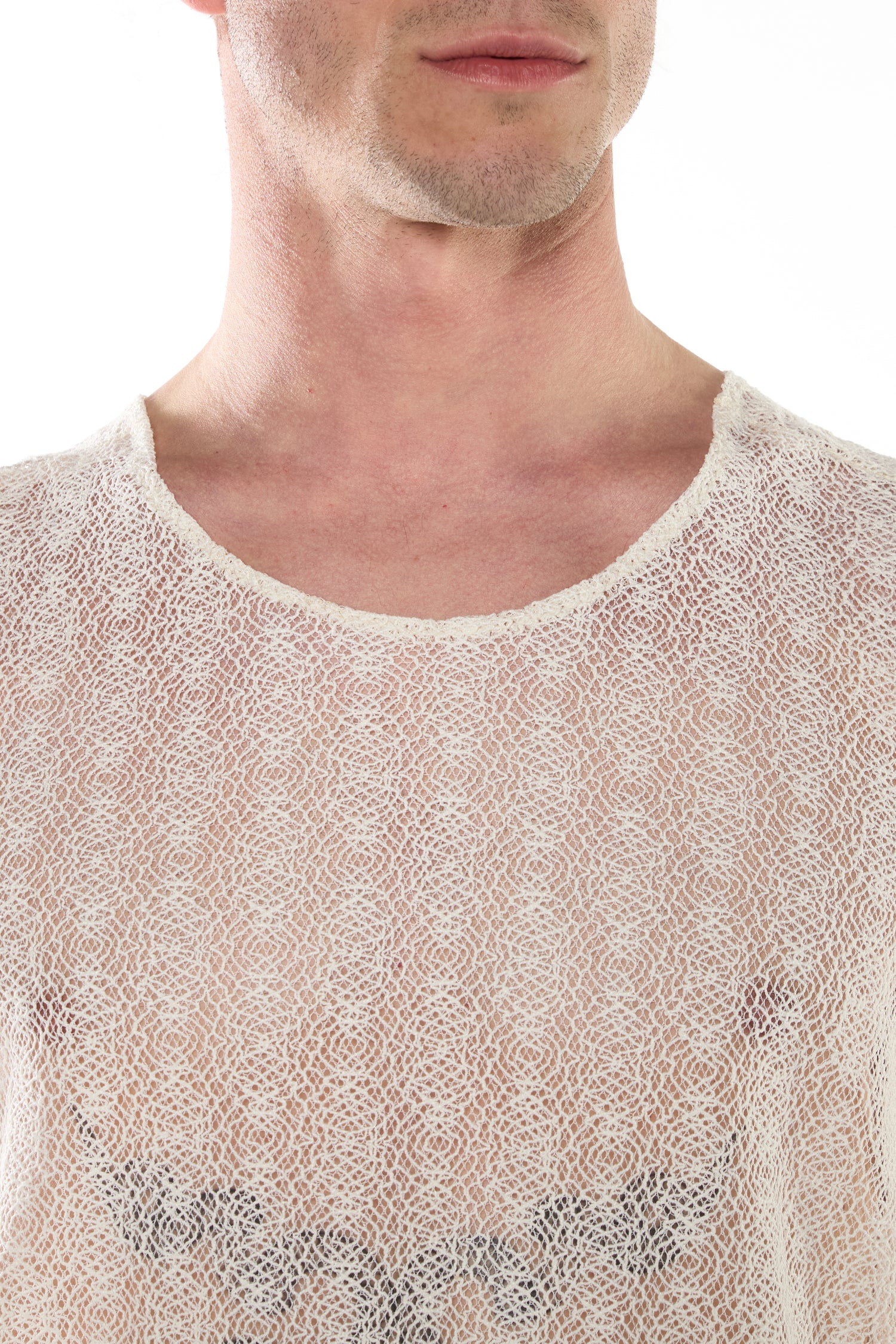 Geometric Mesh Lace Tank Top