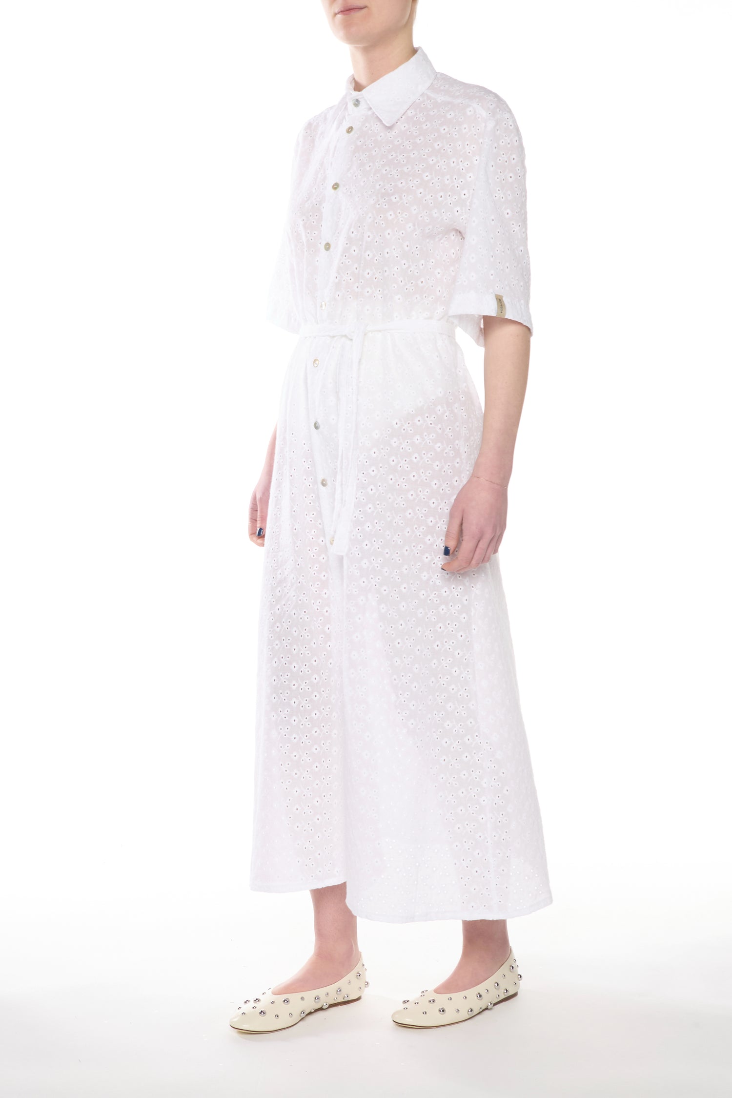 White Cotton San Gallo Chemisier