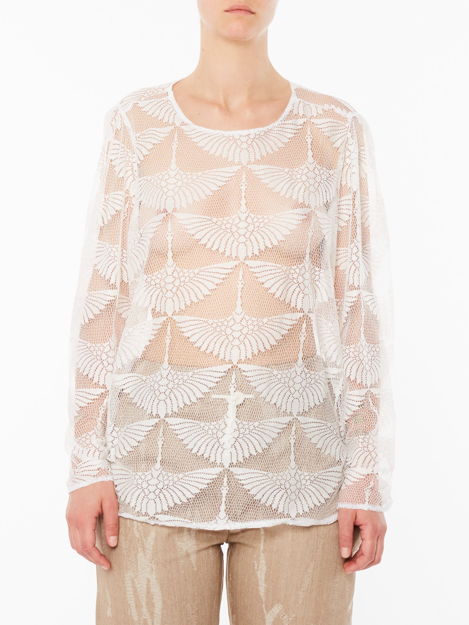 White Lace Long Sleeve T-Shirt