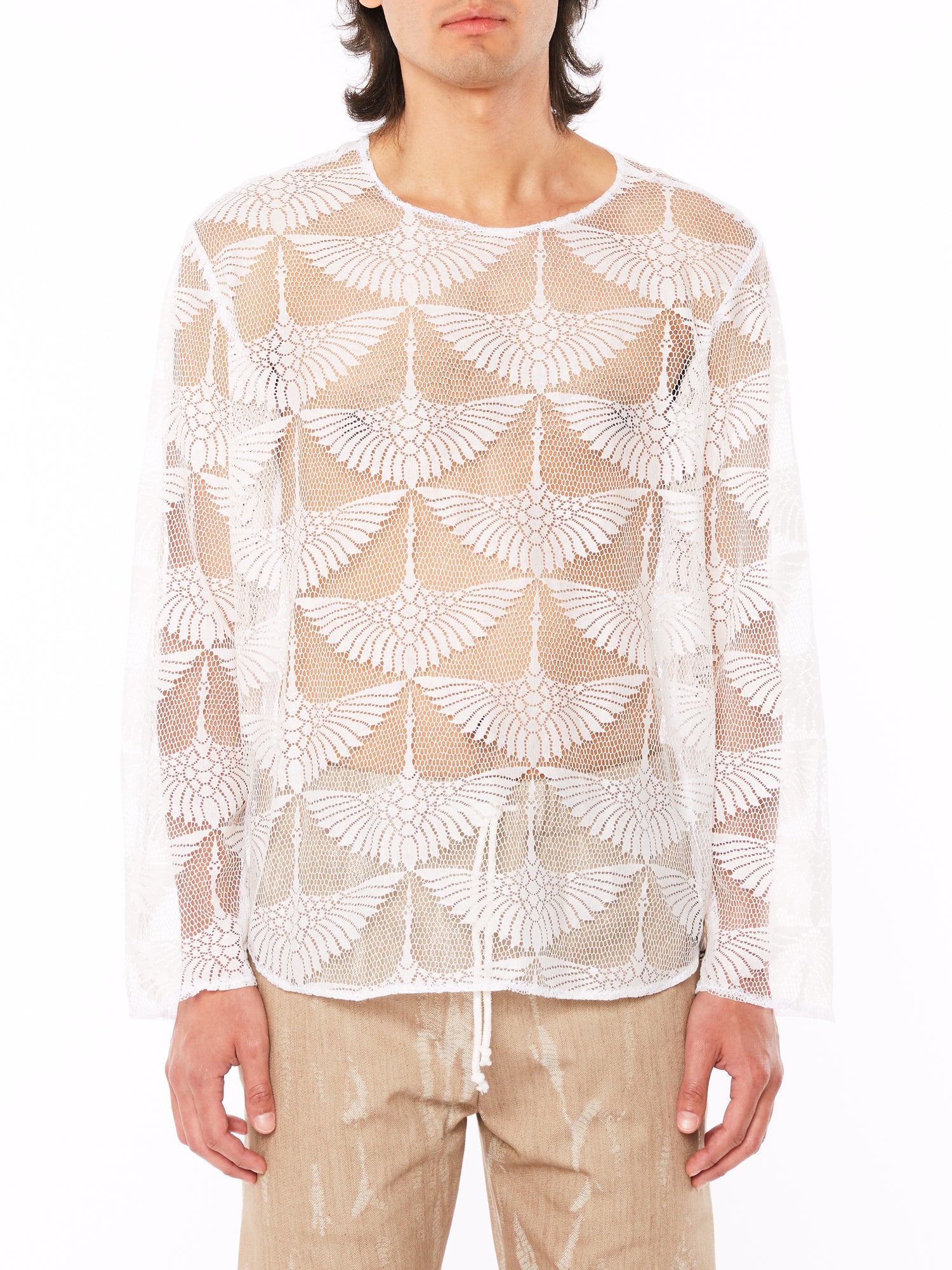 White Lace Long Sleeve T-Shirt