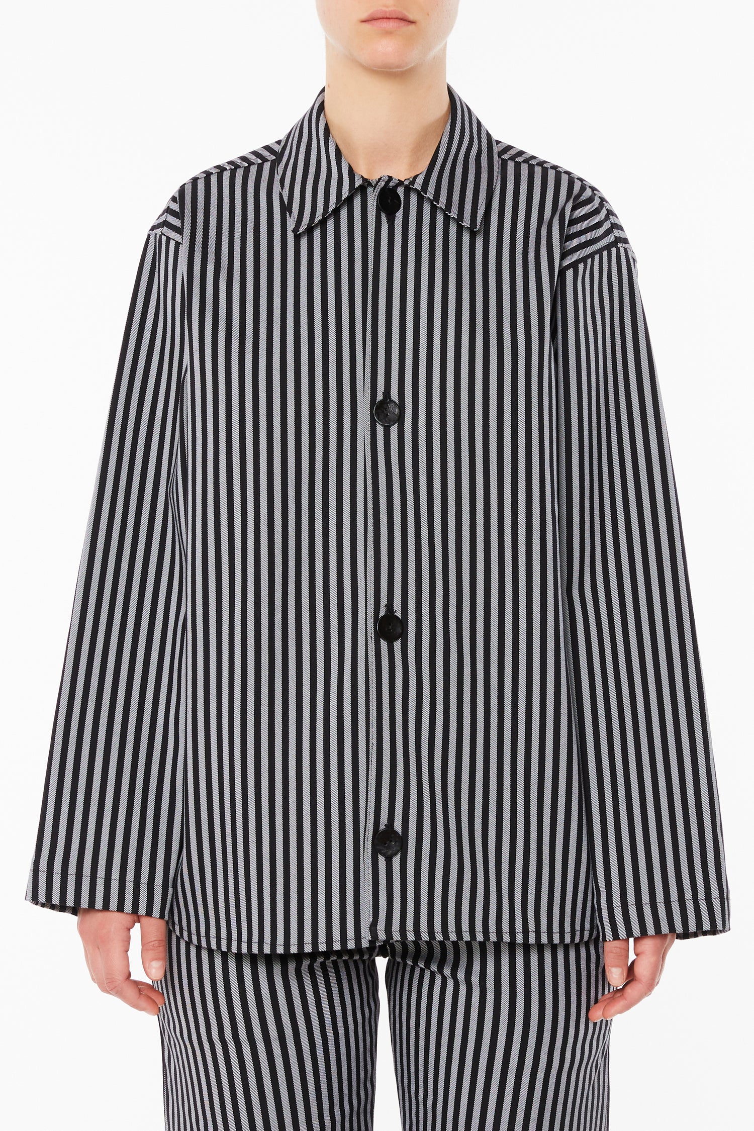 Black and White Striped Overshirt