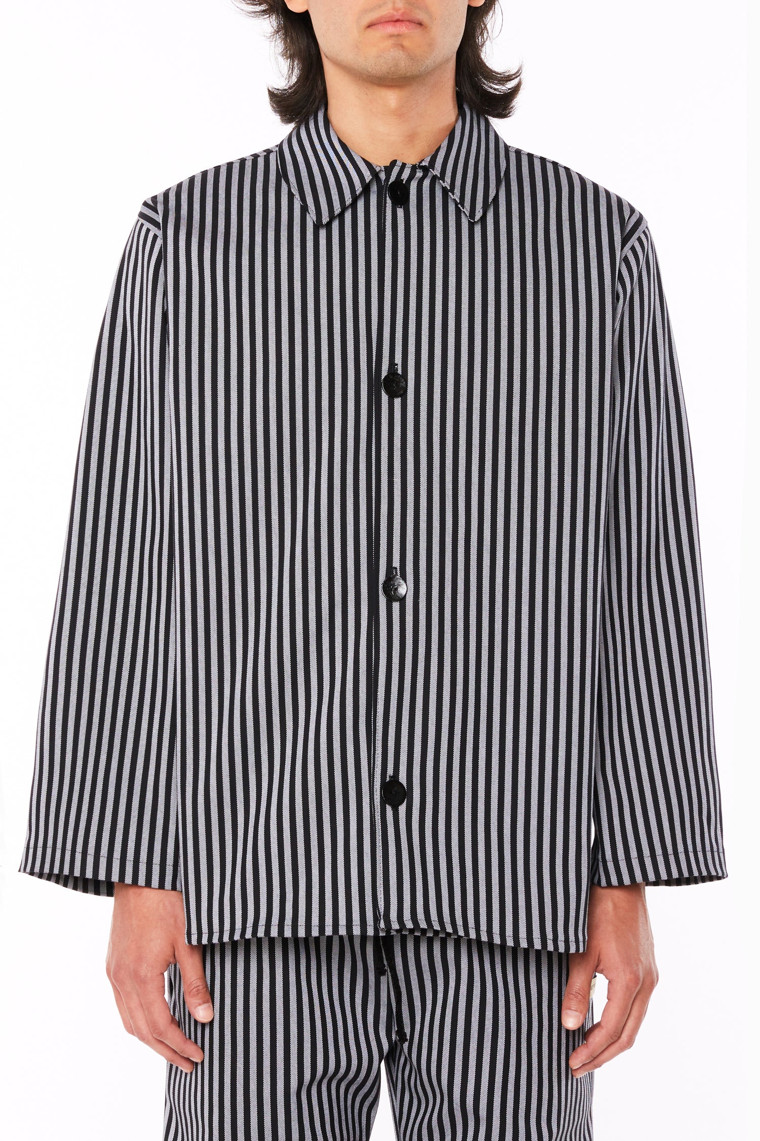 Black and White Striped Overshirt