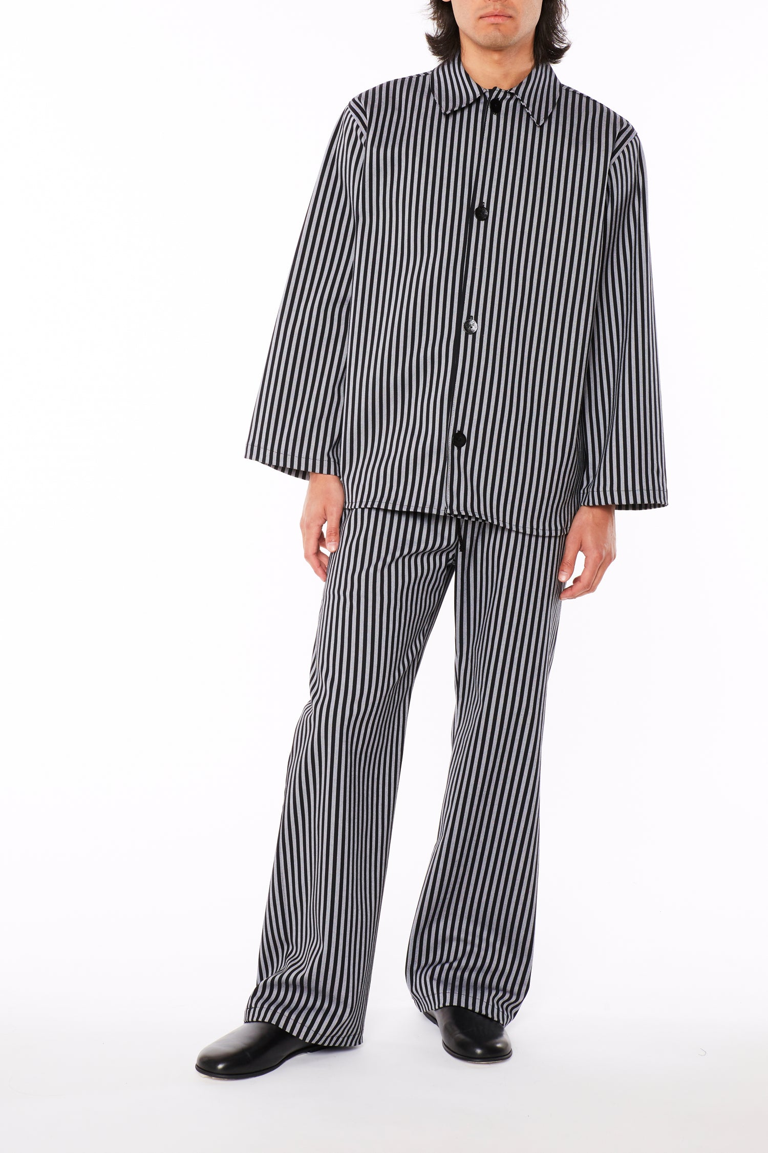Black and White Striped Overshirt