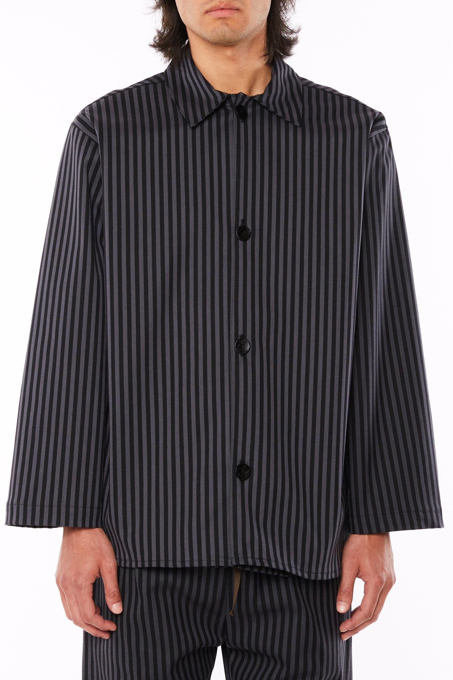Black and Grey Striped Overshirt