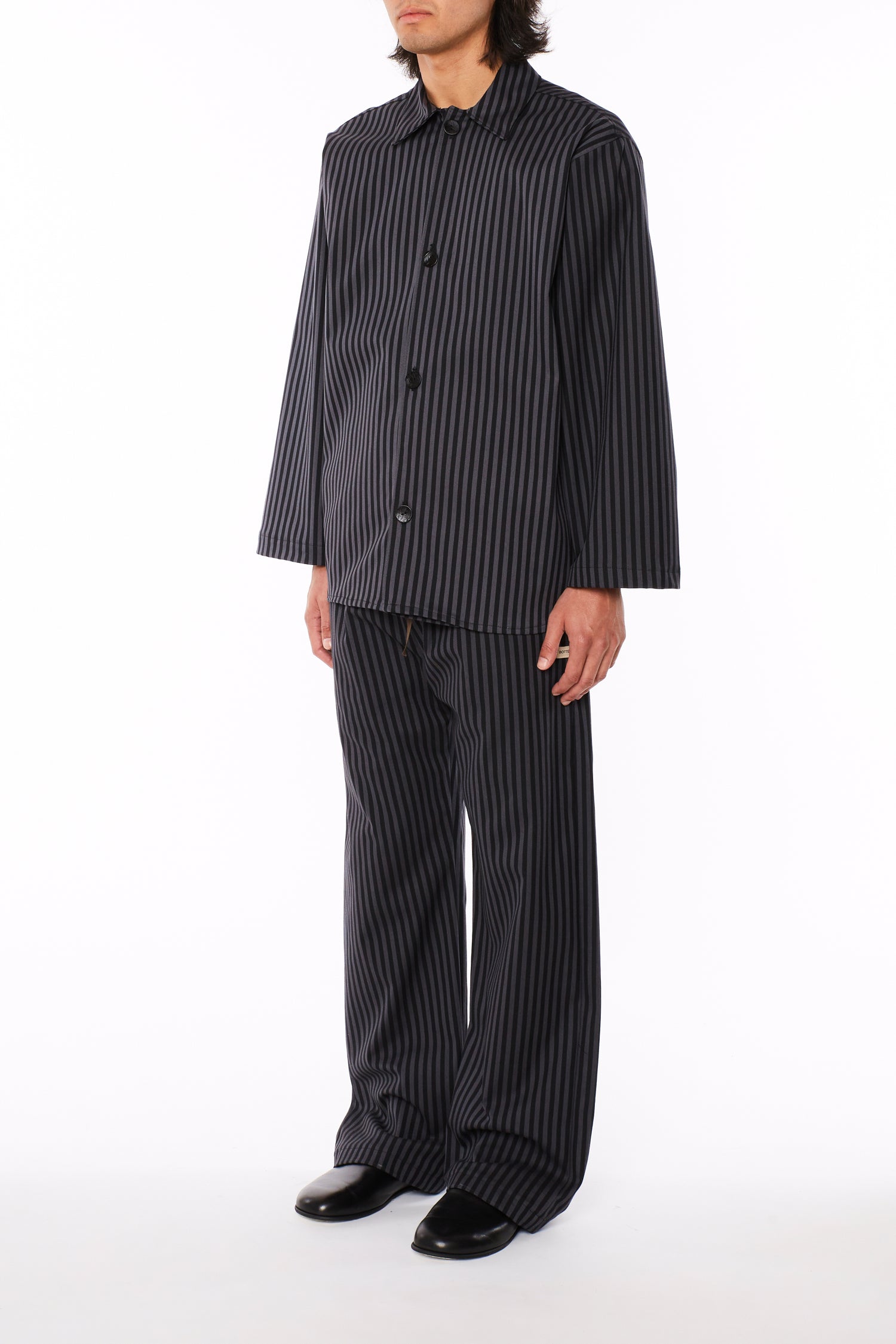 Black and Grey Striped Overshirt