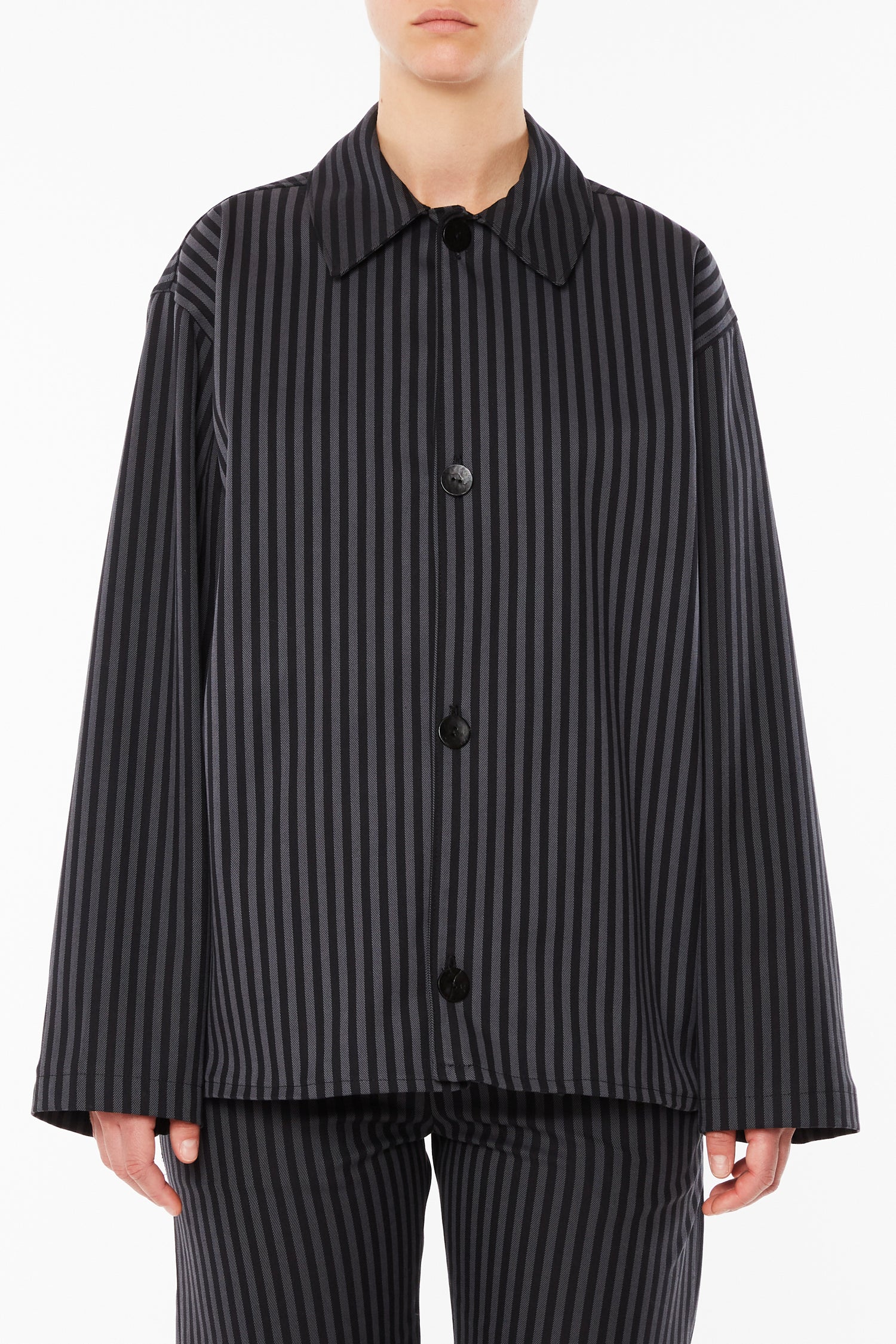 Black and Grey Striped Overshirt