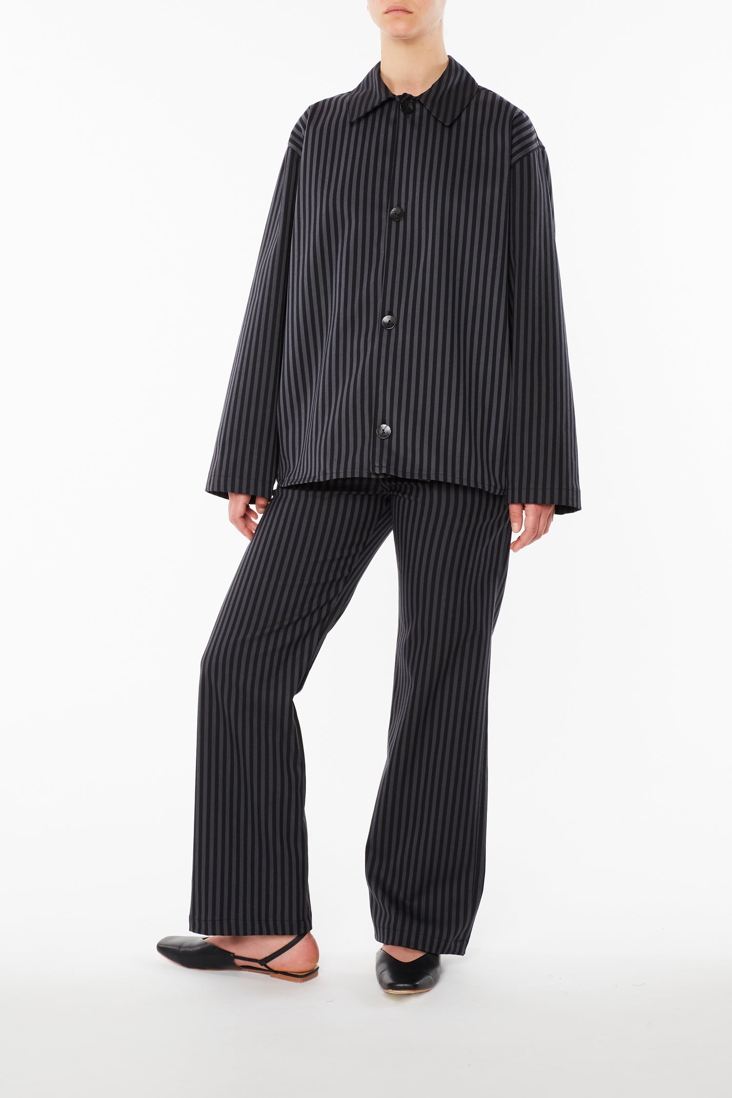 Black and Grey Striped Overshirt