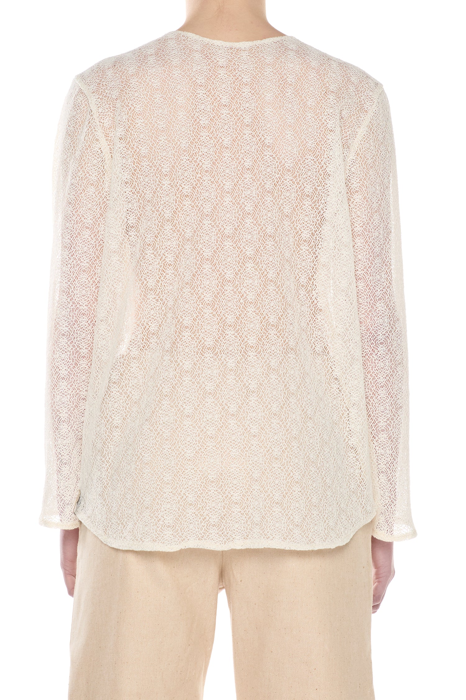 Geometric Mesh Lace Long Sleeve T-Shirt