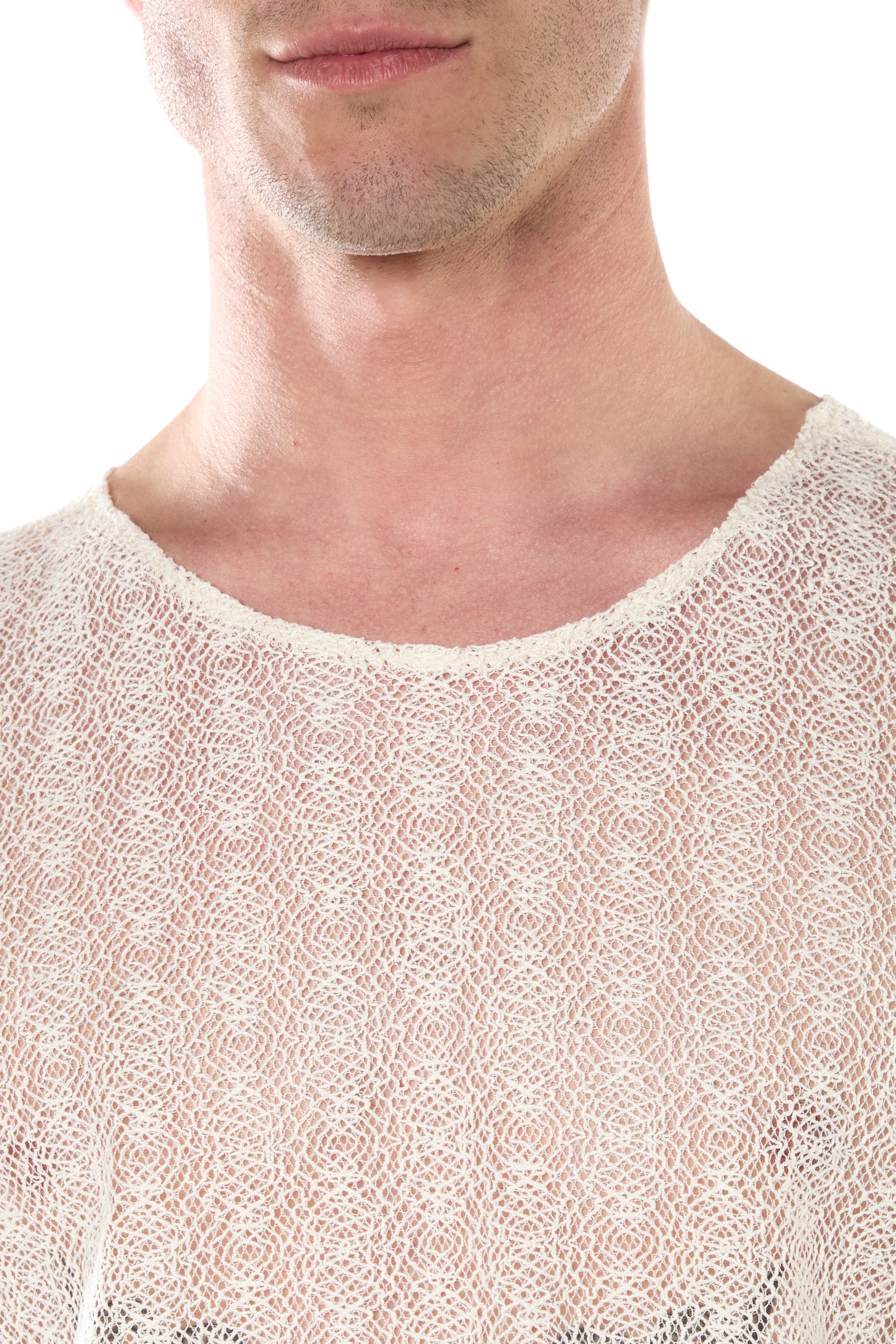 Geometric Mesh Lace Long Sleeve T-Shirt