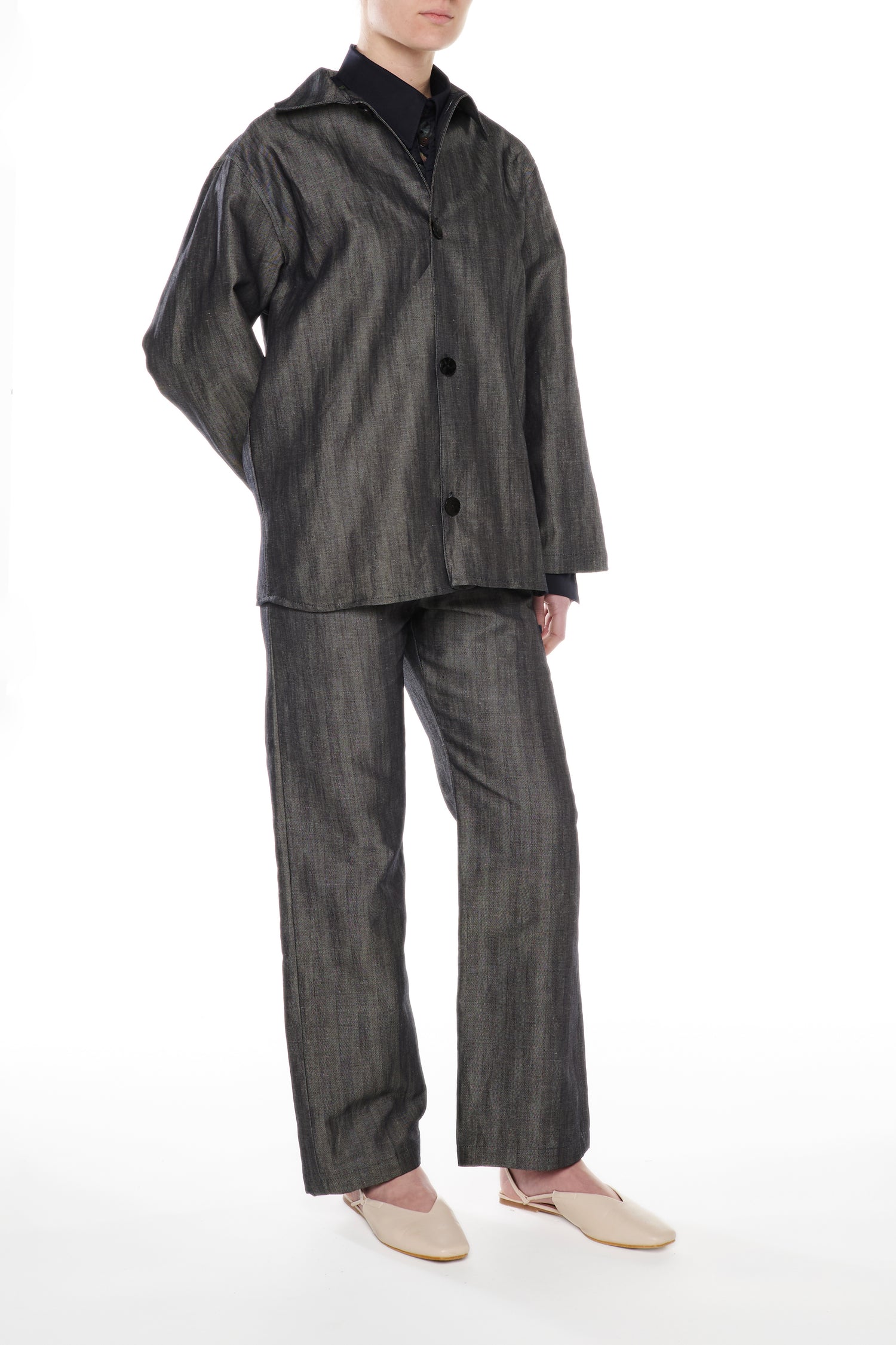 BLUE HERRINGBONE DENIM OVERSHIRT