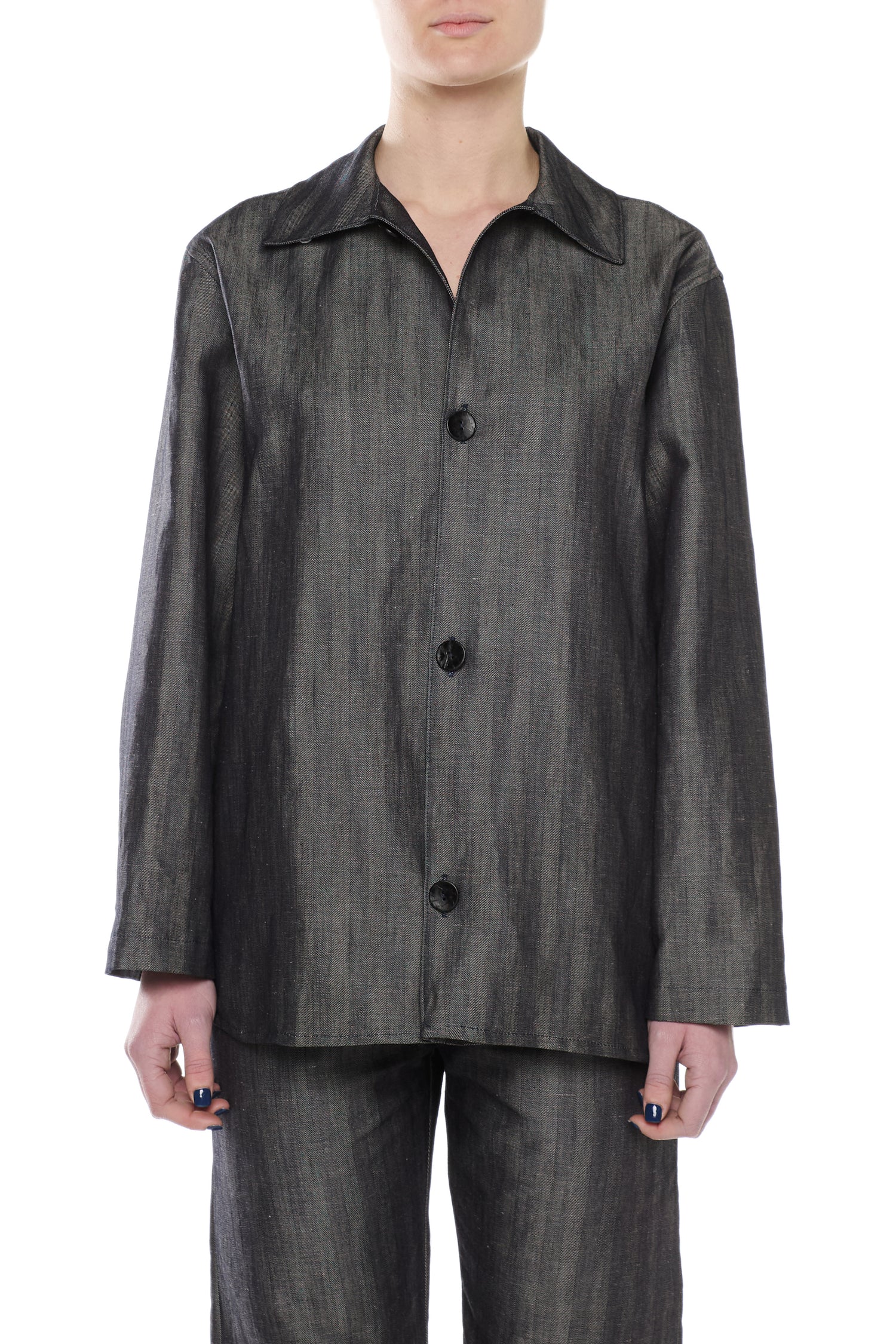 BLUE HERRINGBONE DENIM OVERSHIRT