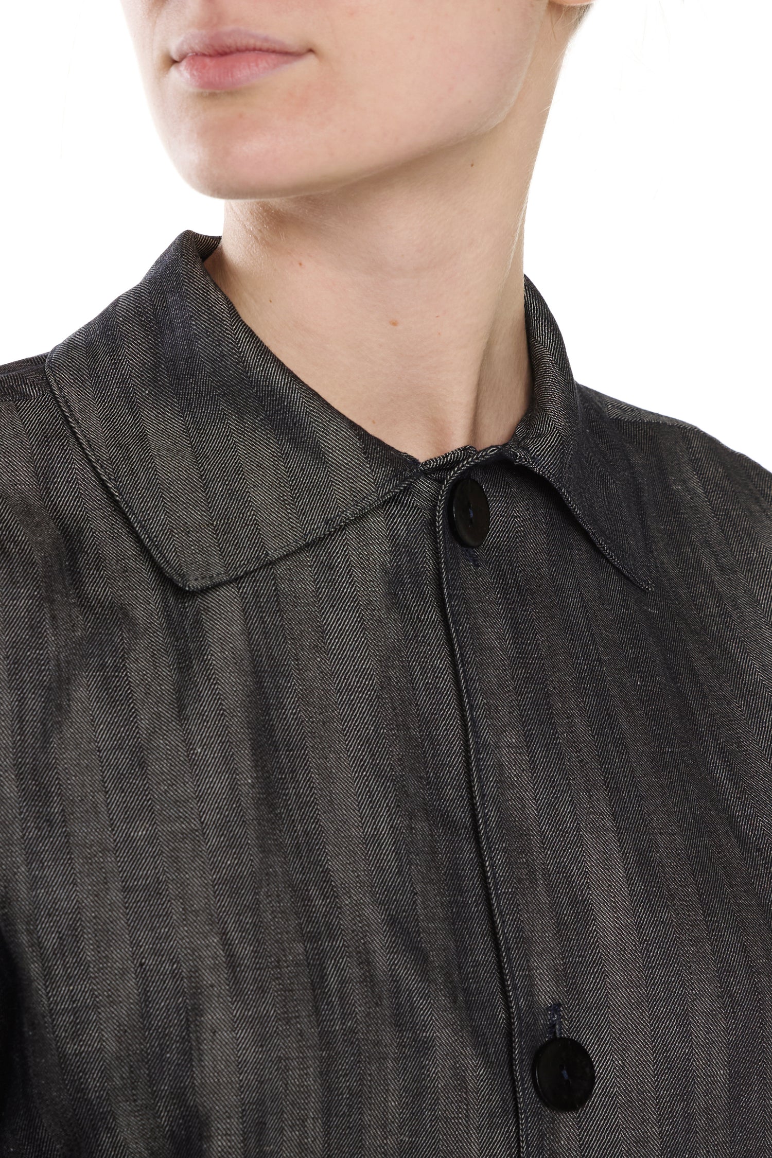 BLUE HERRINGBONE DENIM OVERSHIRT