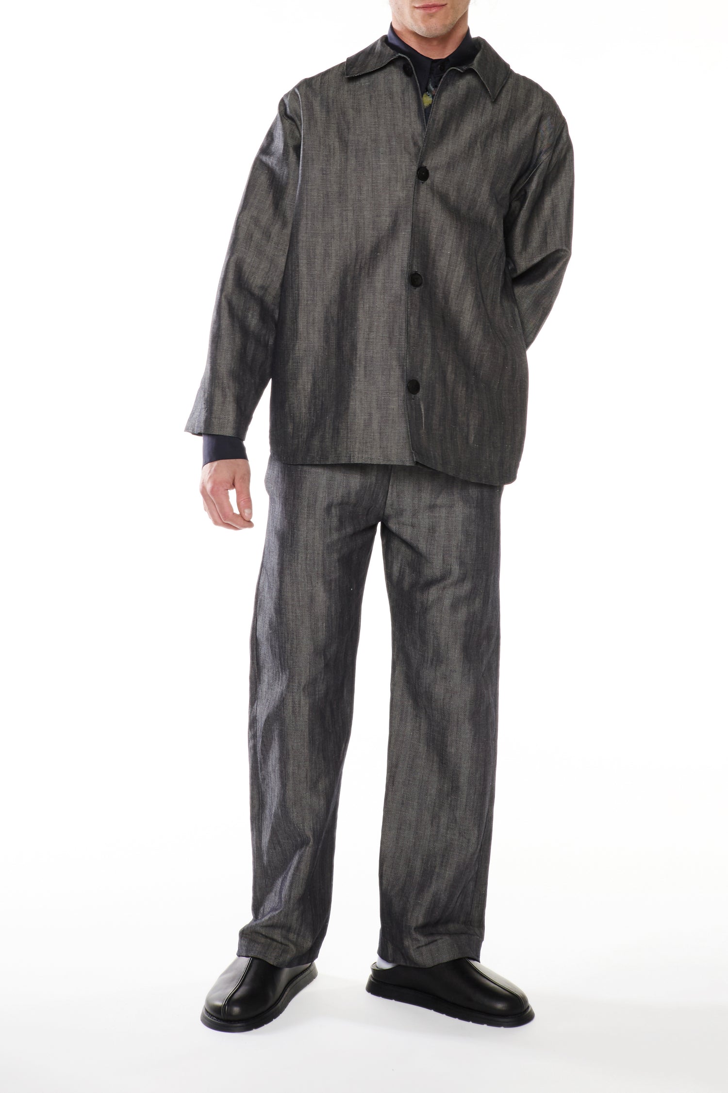 BLUE HERRINGBONE DENIM OVERSHIRT