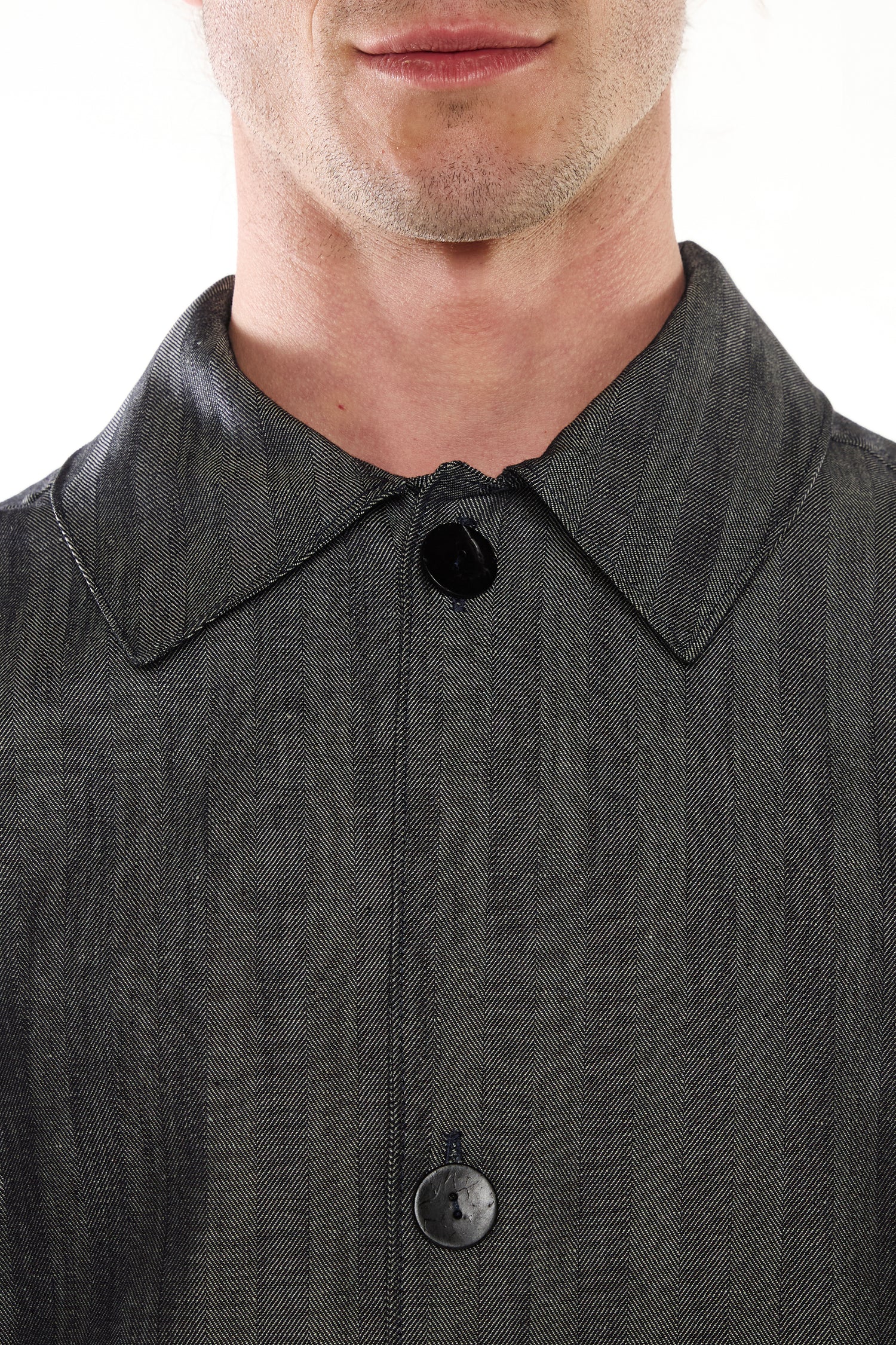 BLUE HERRINGBONE DENIM OVERSHIRT