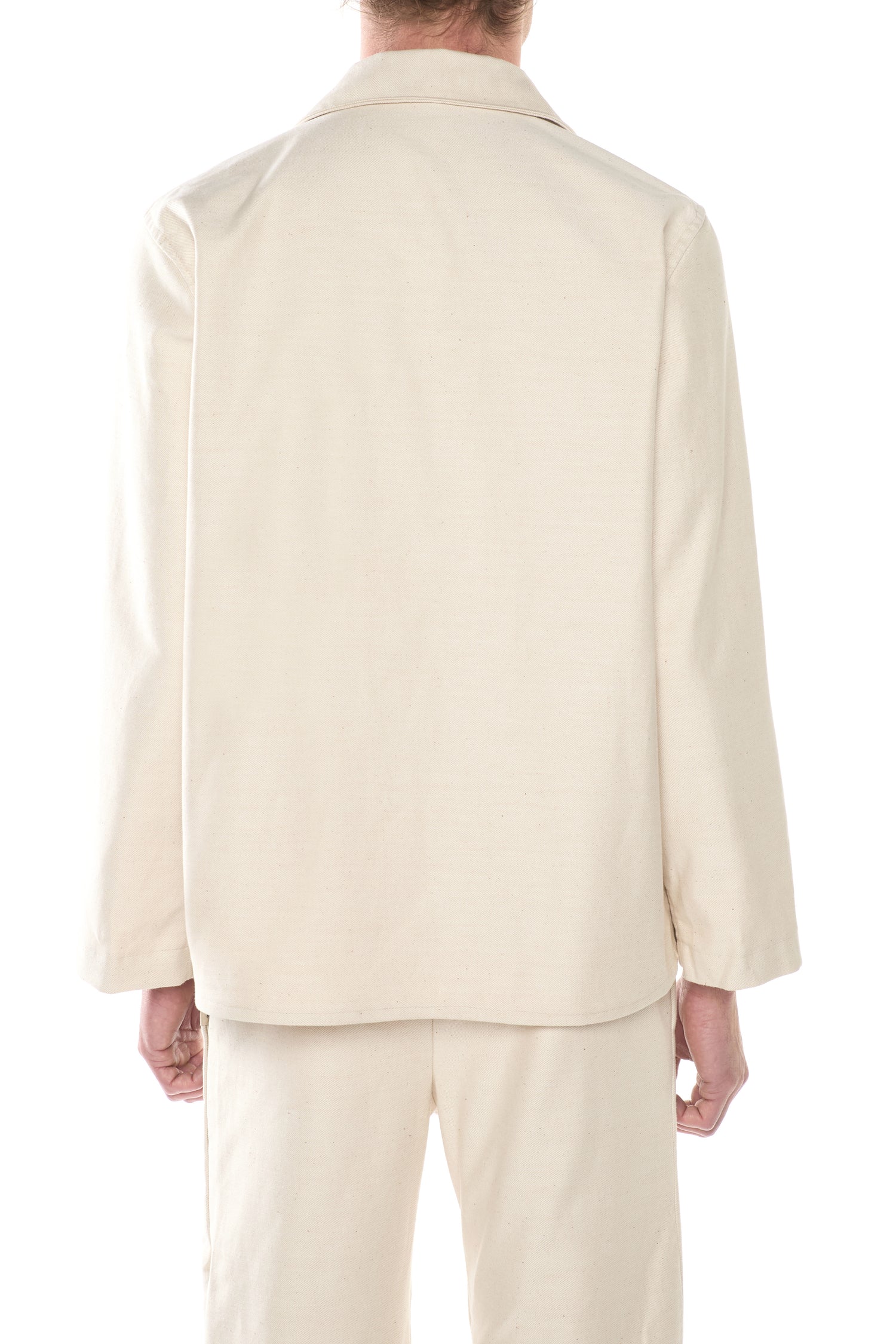 Ivory Cotton Linen Blend Denim Overshirt