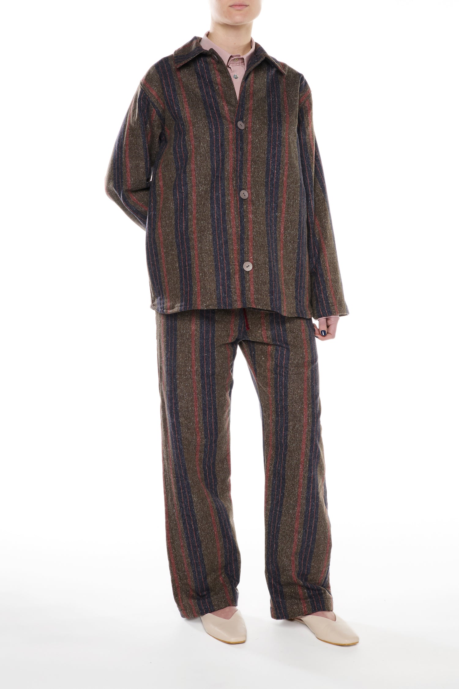 OVERSHIRT IN DENIM MISTO COTONE LANA RIGATO