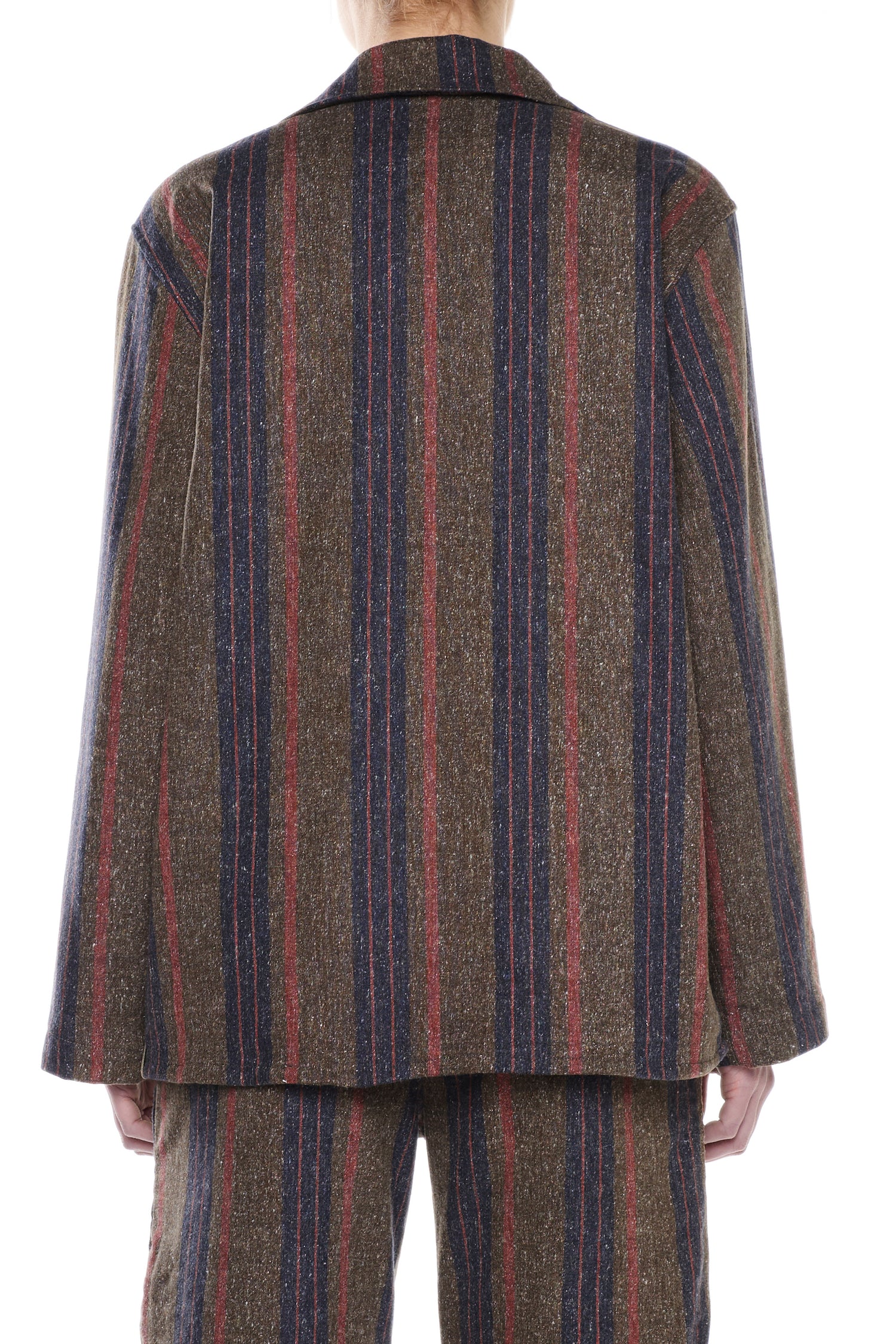 STRIPED WOOL-COTTON DENIM OVERSHIRT