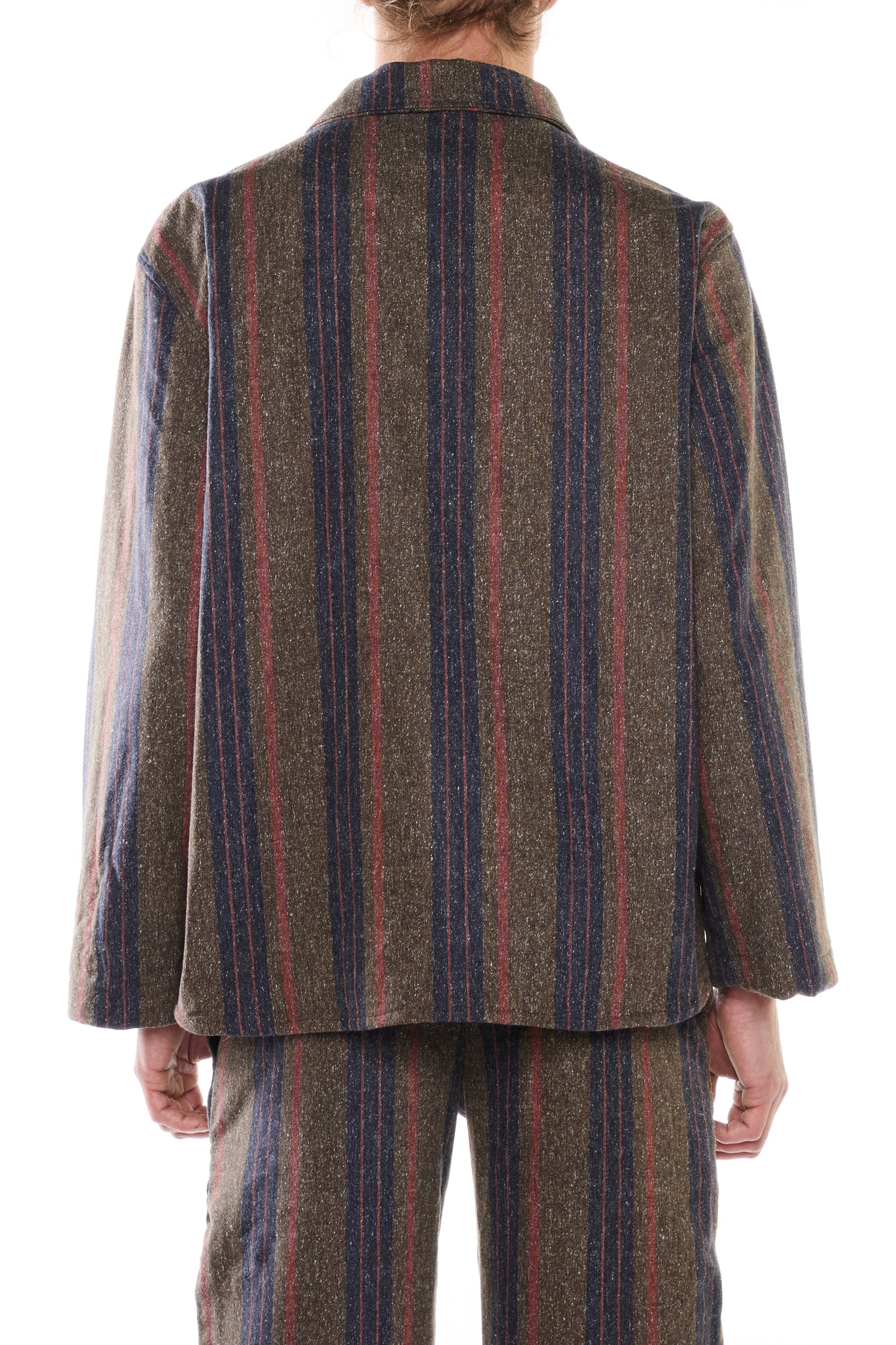 STRIPED WOOL-COTTON DENIM OVERSHIRT