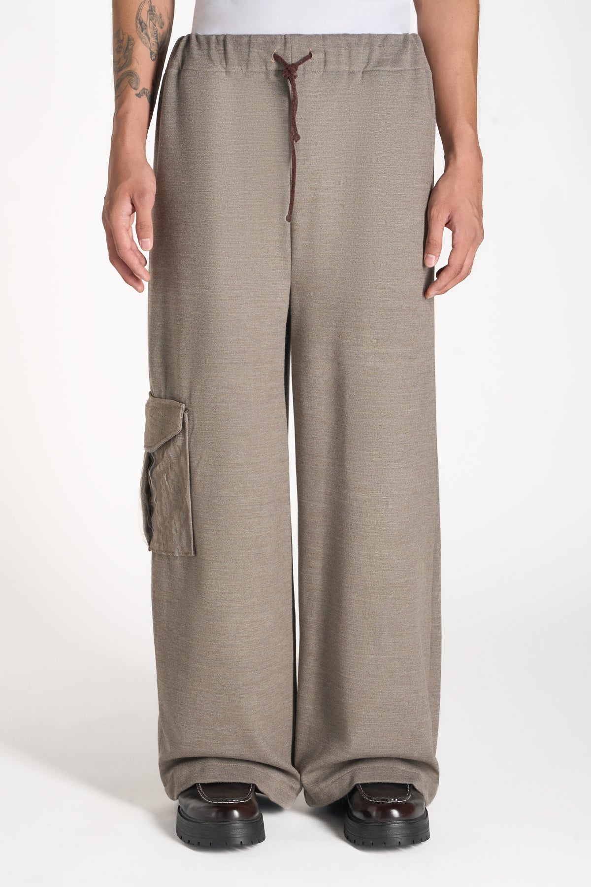 PANTALONE CARGO IN JERSEY MISTO LANA CON TASCA SLASHING