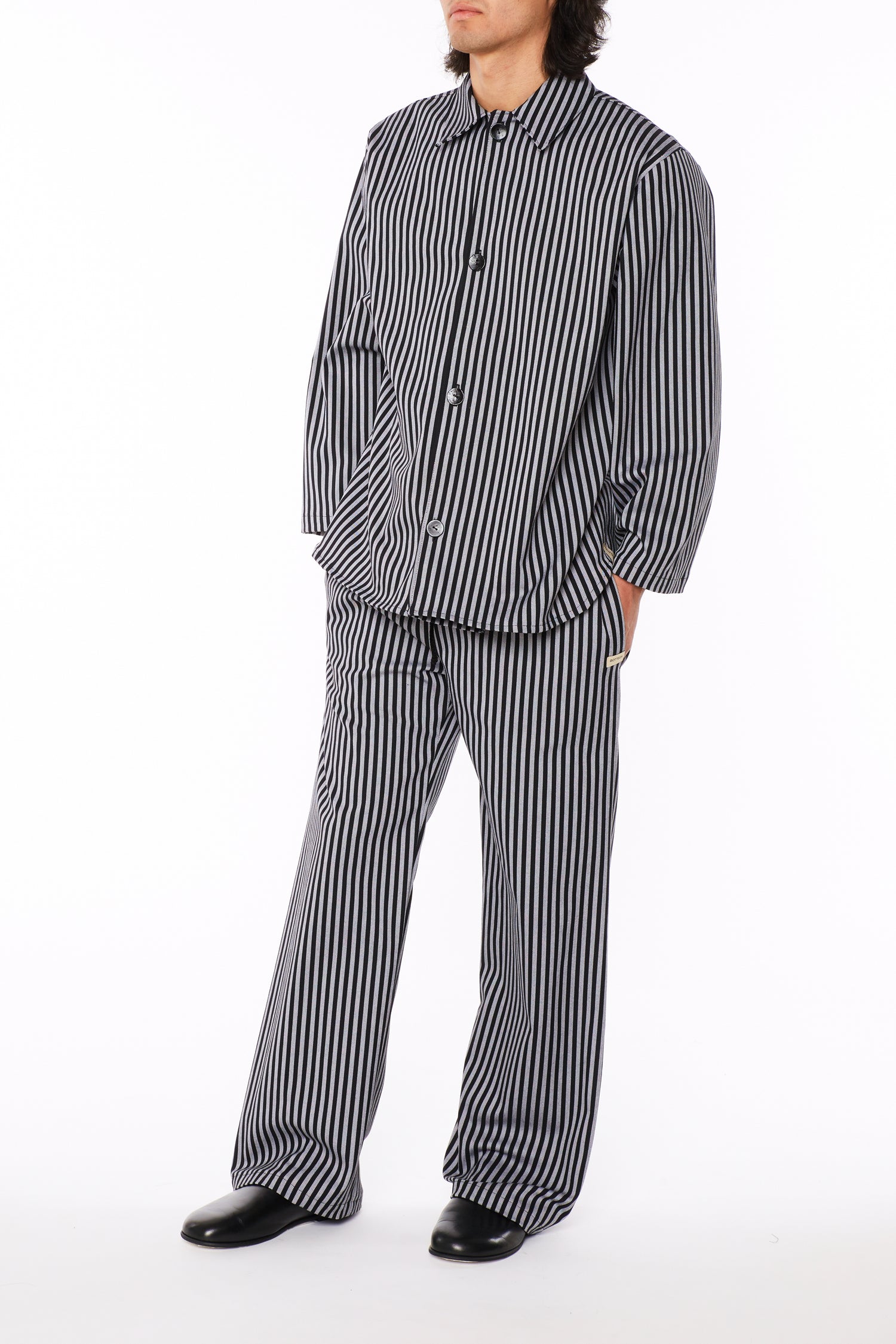 Black and White Striped Trousers