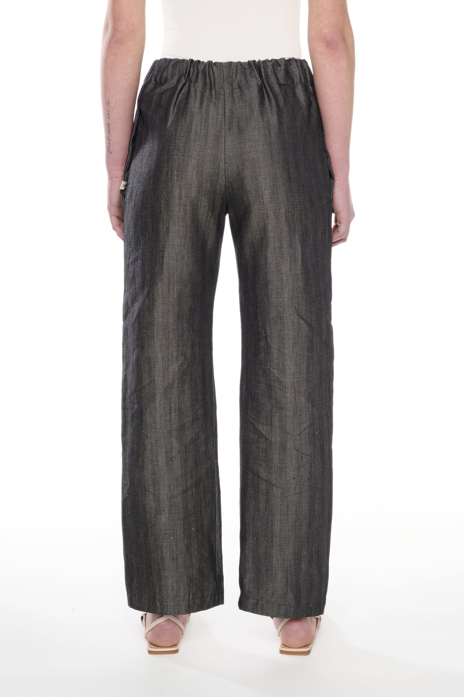 BLUE HERRINGBONE DENIM TROUSERS