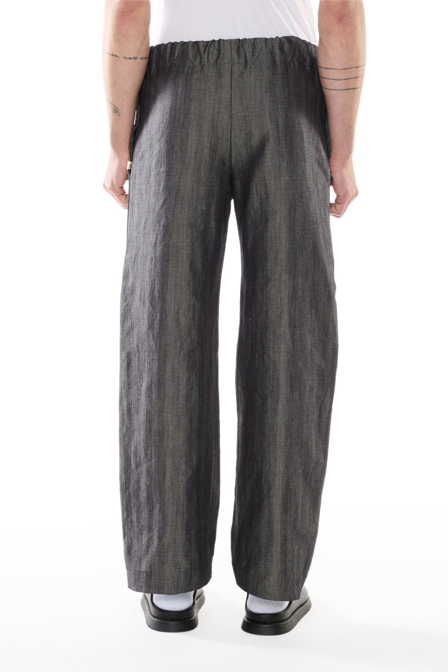 BLUE HERRINGBONE DENIM TROUSERS