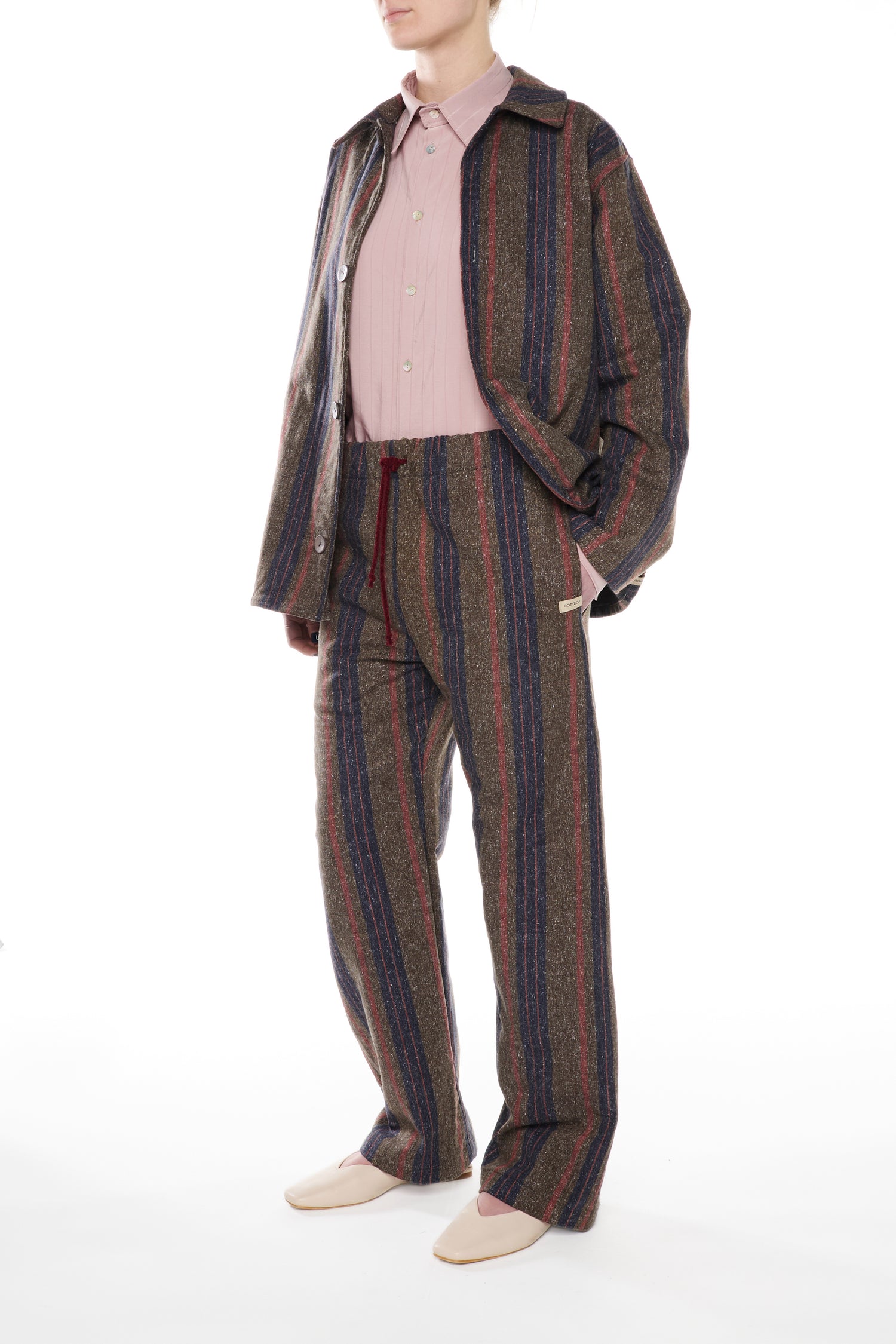 PANTALONE IN DENIM MISTO COTONE LANA RIGATO