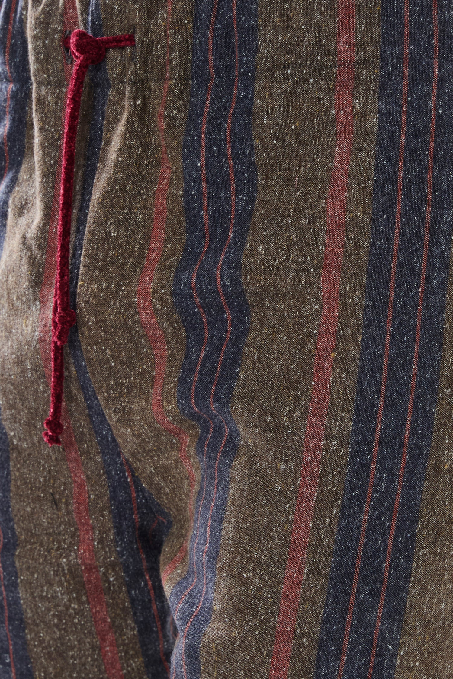STRIPED WOOL-COTTON DENIM TROUSERS