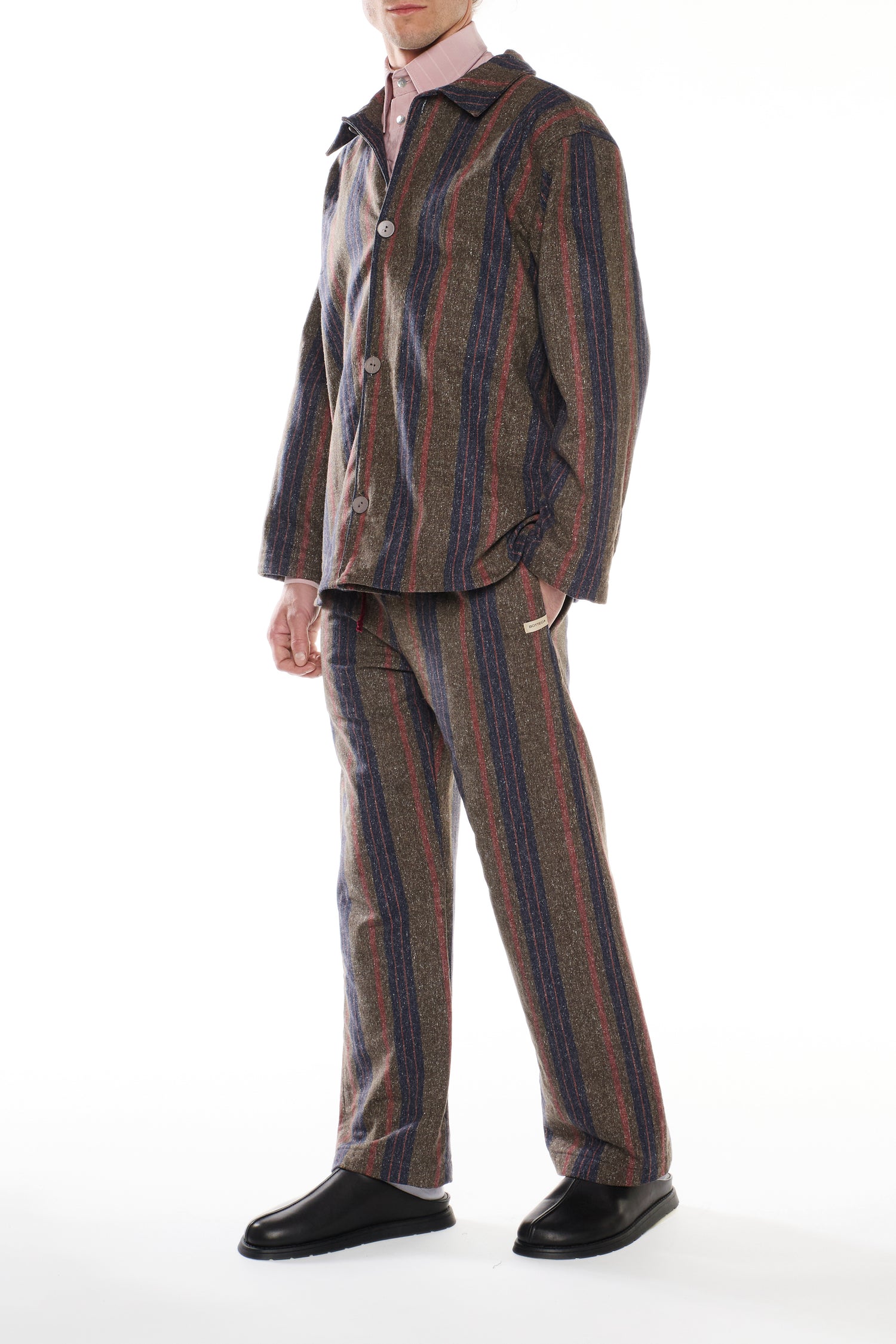 PANTALONE IN DENIM MISTO COTONE LANA RIGATO