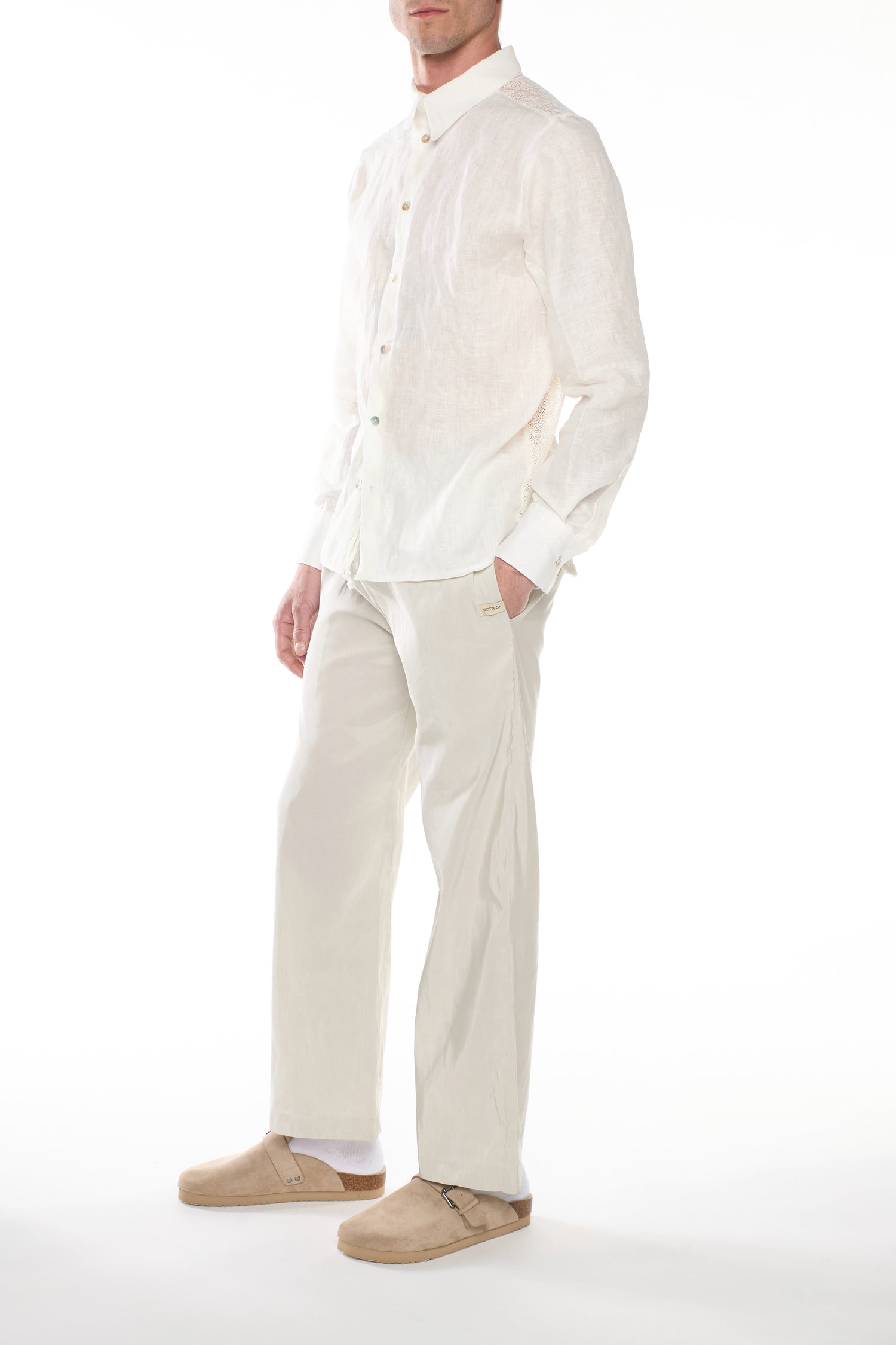 Dove Grey Linen Silk Trousers