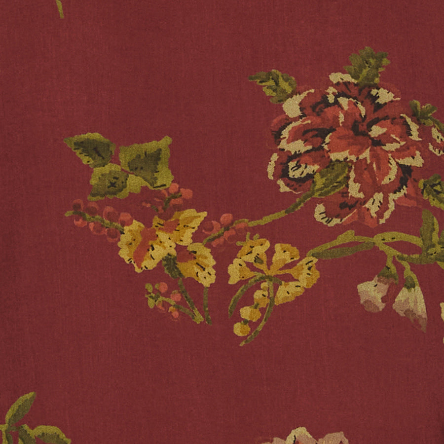 TWILL DI VISCOSA CON STAMPA FLOREALE BORDEAUX