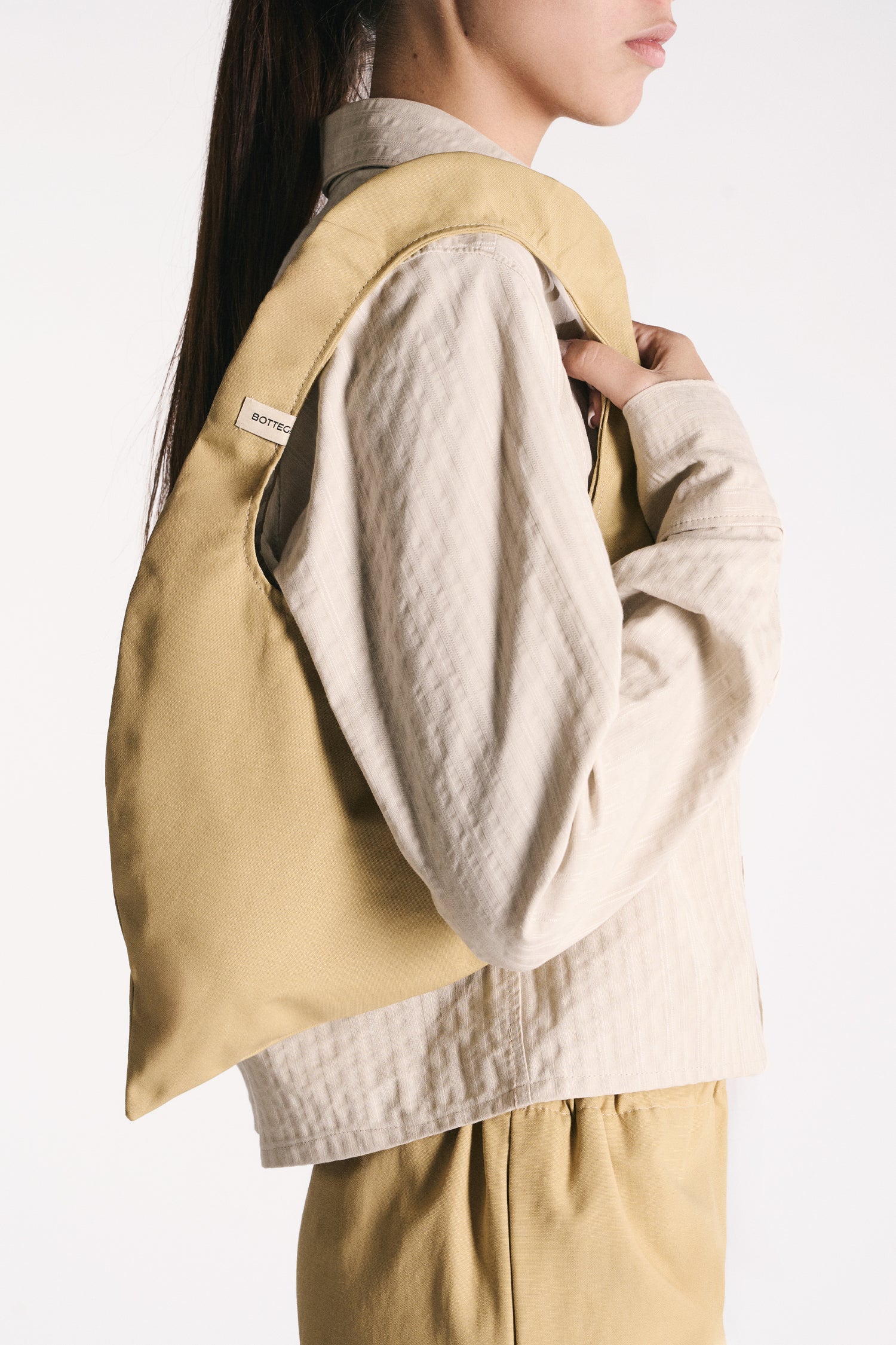 YELLOW SILK DEVORÉ VELVET LONG-SLEEVED T-SHIRT