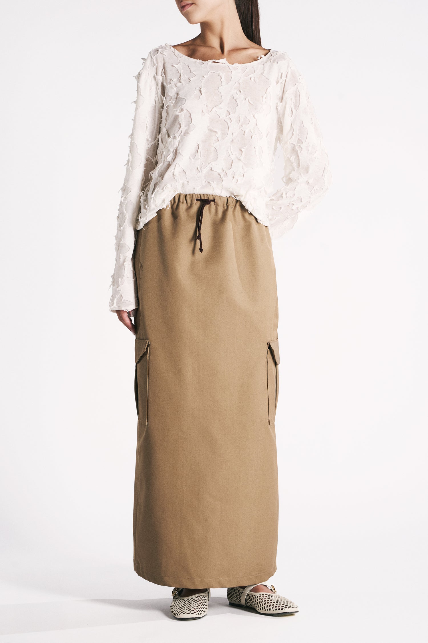 EARTH-TONED WATERPROOF CARGO SKIRT