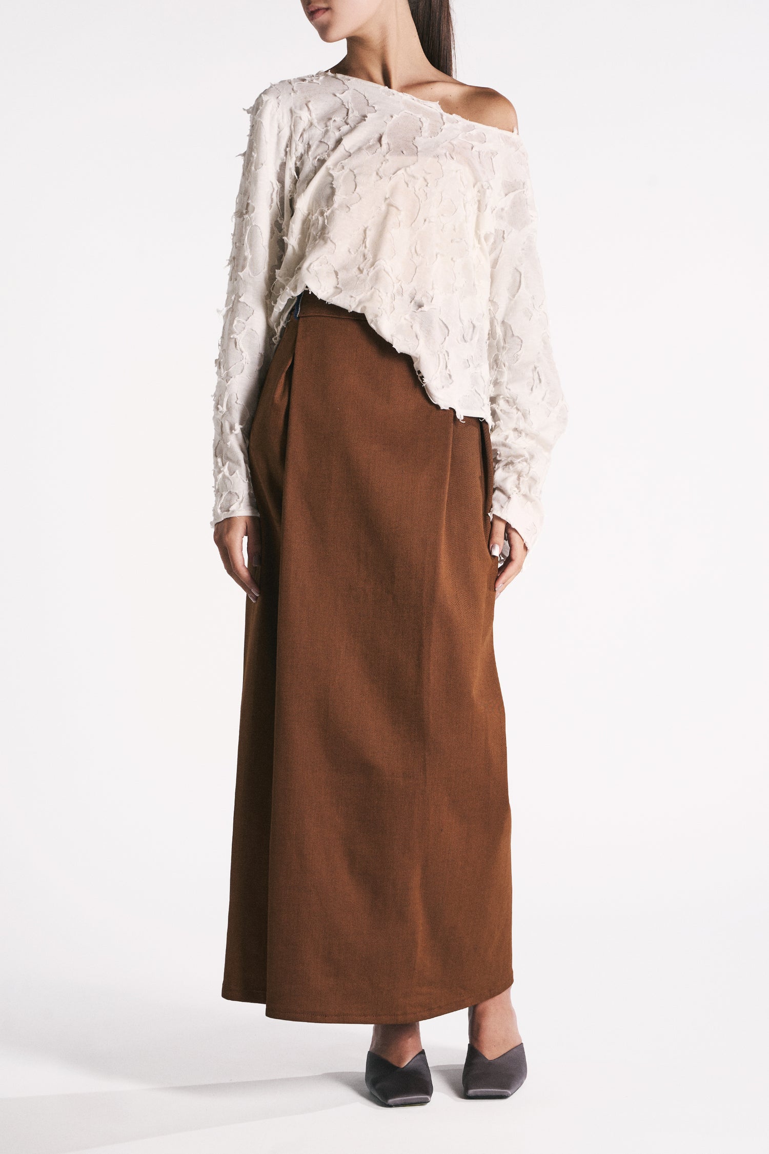 RUST DENIM WRAP SKIRT