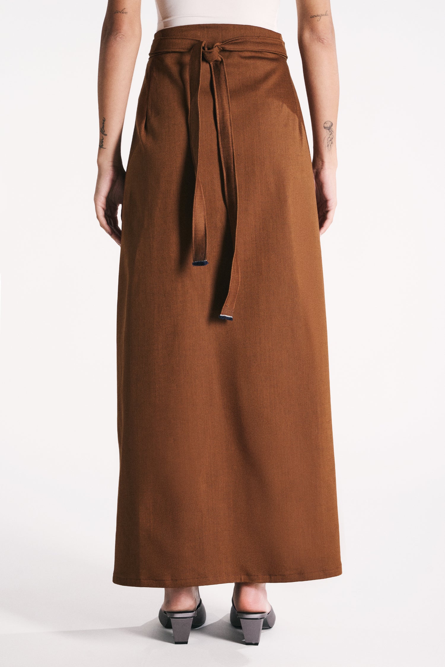 RUST DENIM WRAP SKIRT