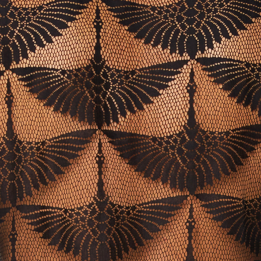 BLACK COTTON LACE WITH HERONS PATTERN