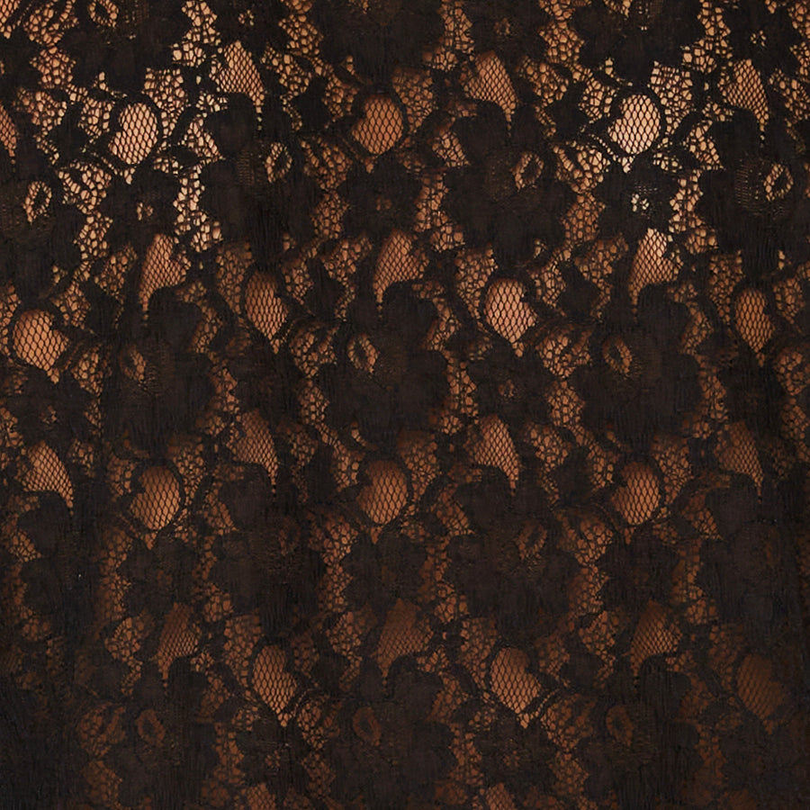 BLACK COTTON LACE WITH FLORAL PATTERN